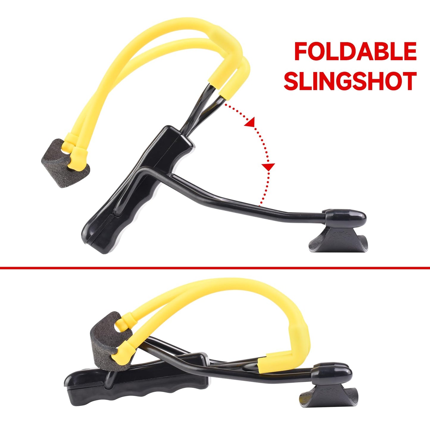 Catch&Hunt Wrist Rocket Slingshot for Adults, Foldable Powerful Professional Shooting Sling Shot, with Ammo, Spare Rubber Band,Target(Basic Style)
