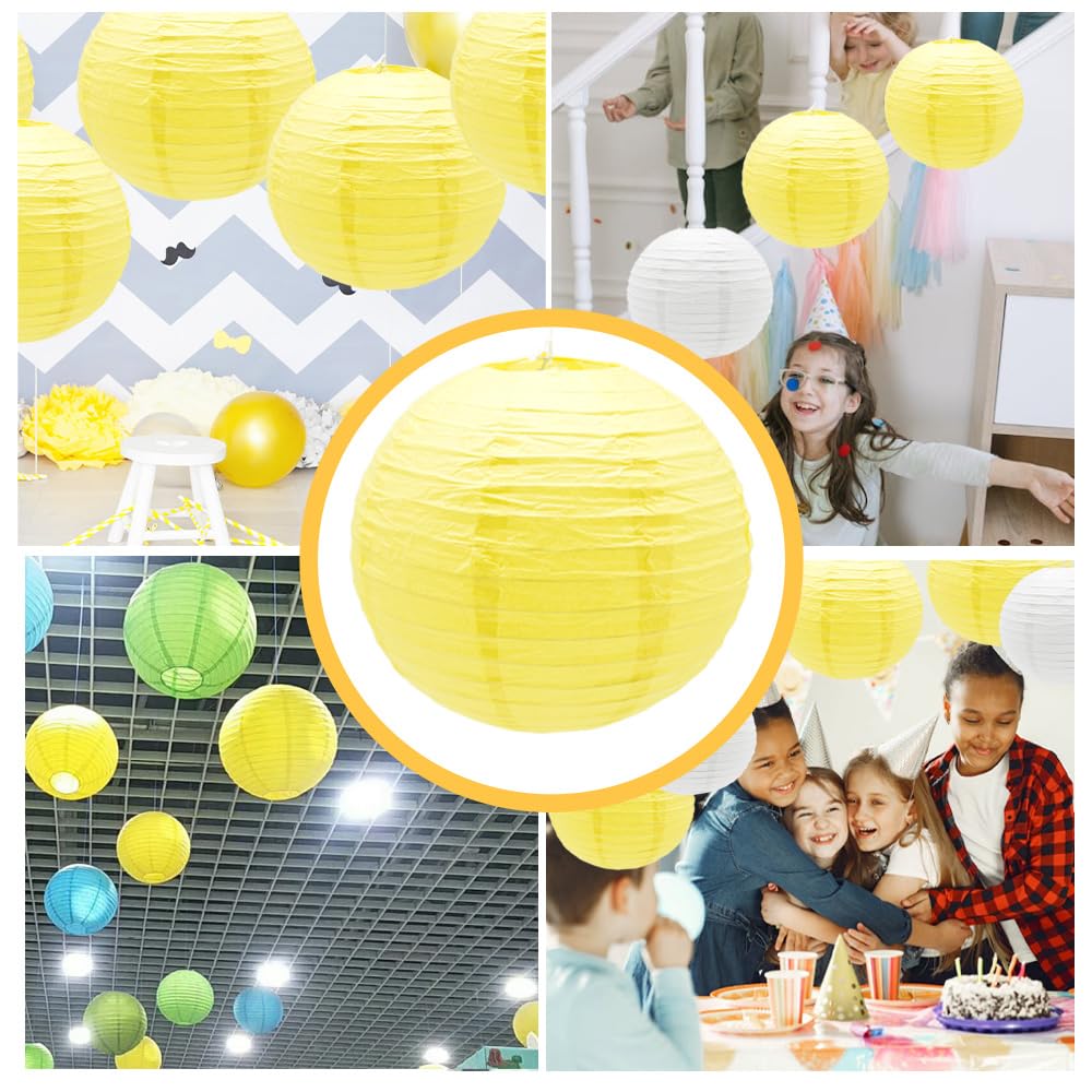 Ruidee 6Pcs Paper Lanterns Decorative Round Hanging Paper Lanterns for Birthday, Wedding, Christmas Xmas, Bridal, Home Decor, Party Decoration(12in/Yellow)