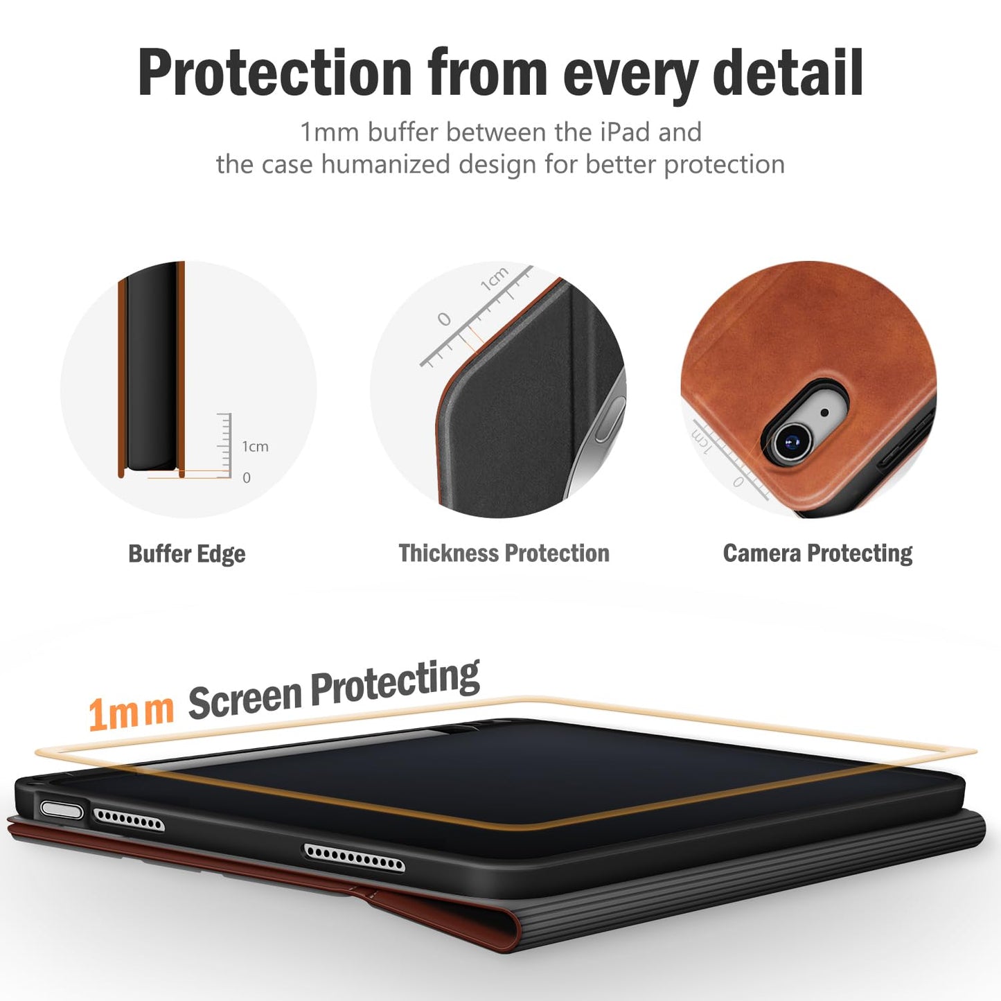 Antbox Case for iPad (A16) 11th Generation 11'' 2025/iPad 10th Generation 10.9'' 2022 with Built-in Pencil Holder Auto Sleep/Wake Function PU Leather Smart Cover (Brown)