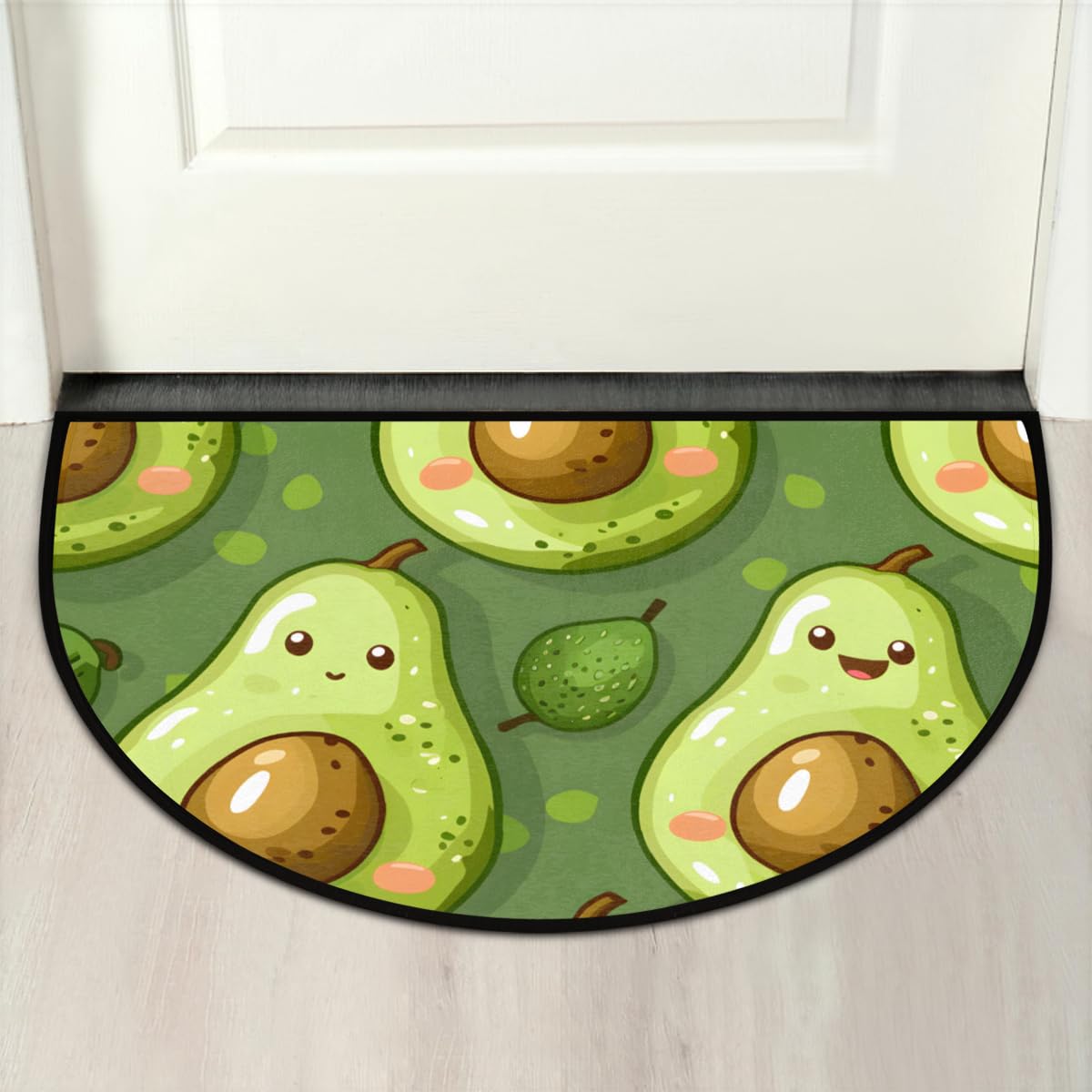 LCLJJDMBM Avocado Cute Half Round Door Mat Indoor Entrance Half Moon Rug Area Rug Low Pile Non Slip Absorbent Semi Circle Welcome Mats for Kitchen Patio Home Decoration 36x24 Inch