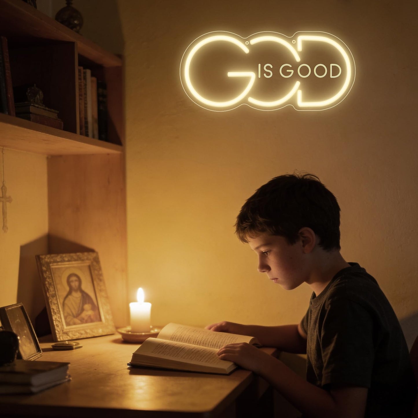God Is Good Neon Sign for Wall Decor,Christian Warm White LED Signs for Living Room Bedroom House Club Party,God Is Good Dimmable Neon Light Gifts for Women Men USB Powered(13.4"*6.1")