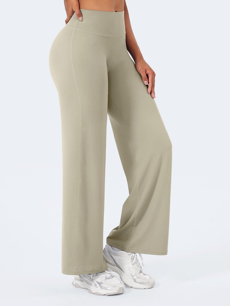 YEOREO Workout Leggings Womens No Front Seam Straight Leggings 29" High Waist Buttery Eddiy Gym Yoga Pants Light Sand M