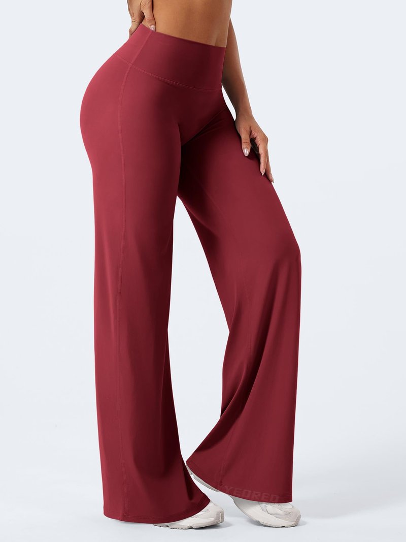YEOREO Workout Leggings Womens No Front Seam Straight Leggings 33" High Waist Buttery Eddiy Gym Yoga Pants Ancora Red S