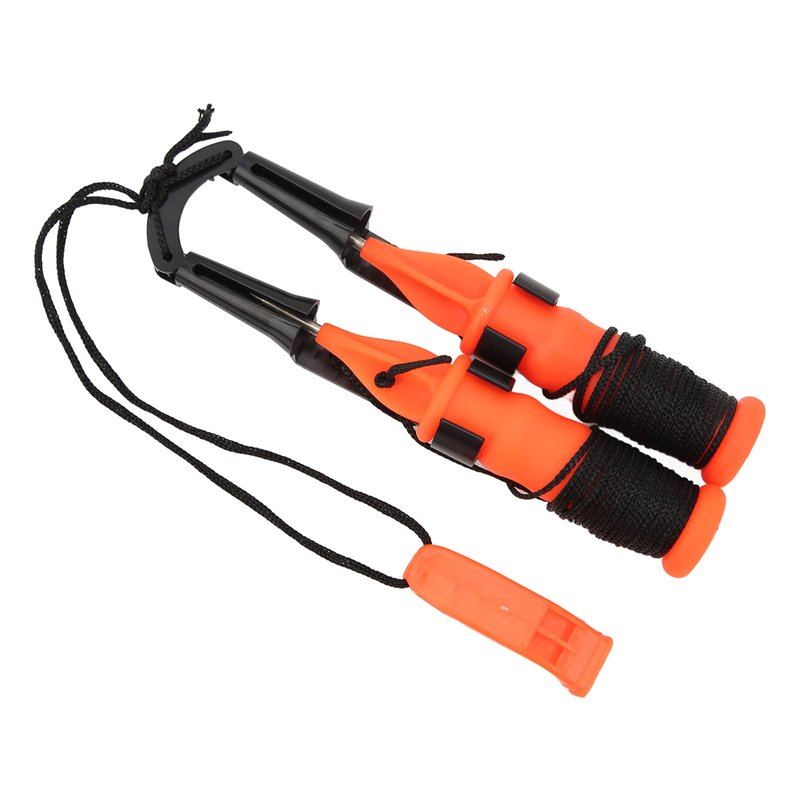 Life Saving Ice Pick, 2pcs Orange Handle Fishing Ice Picks Ice Safety Picks with Emergency Whistle Ice Fishing Picks for Camping Hiking Fishing(Black Rope)