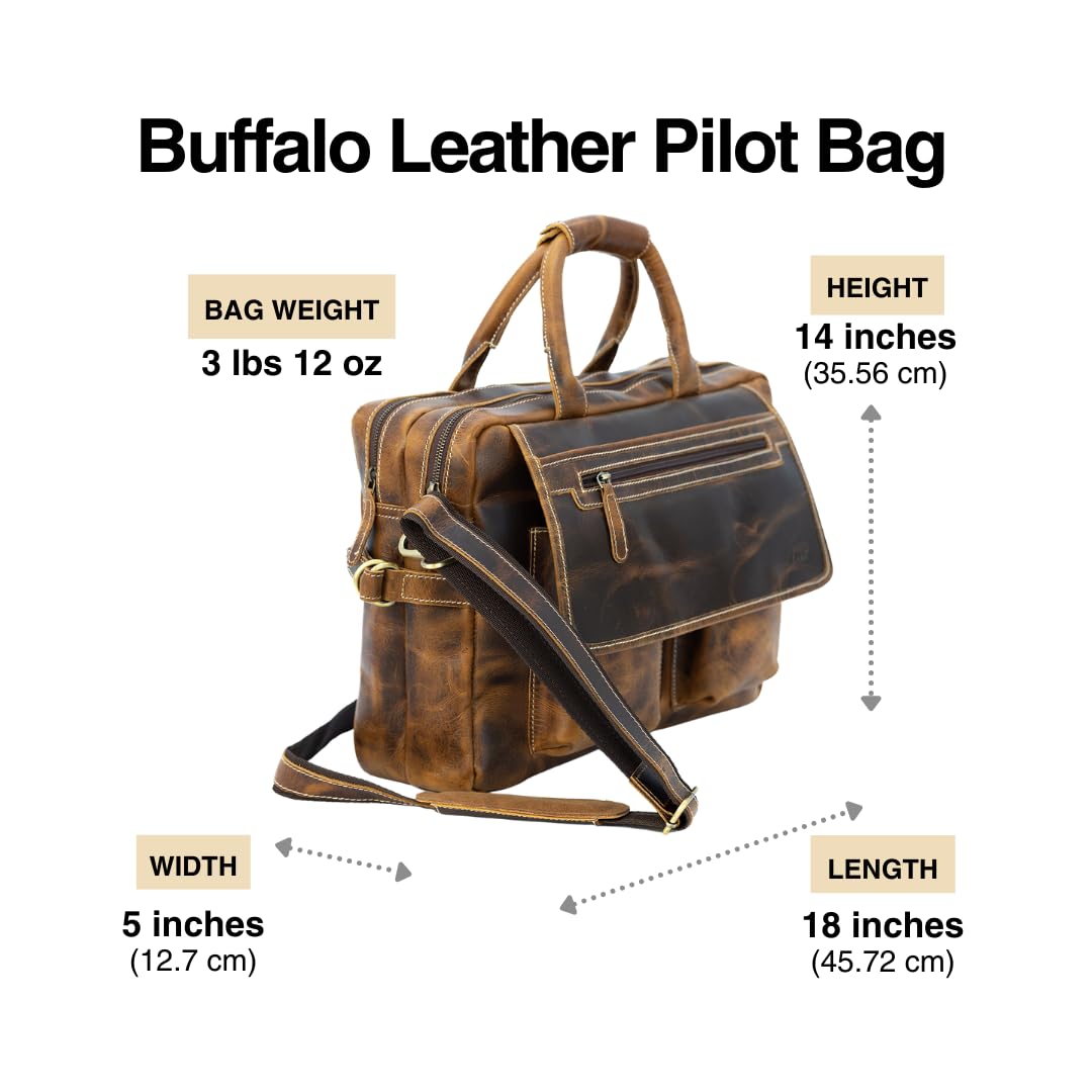 Buffalo Leather Pilot Bag (Antique Brown)