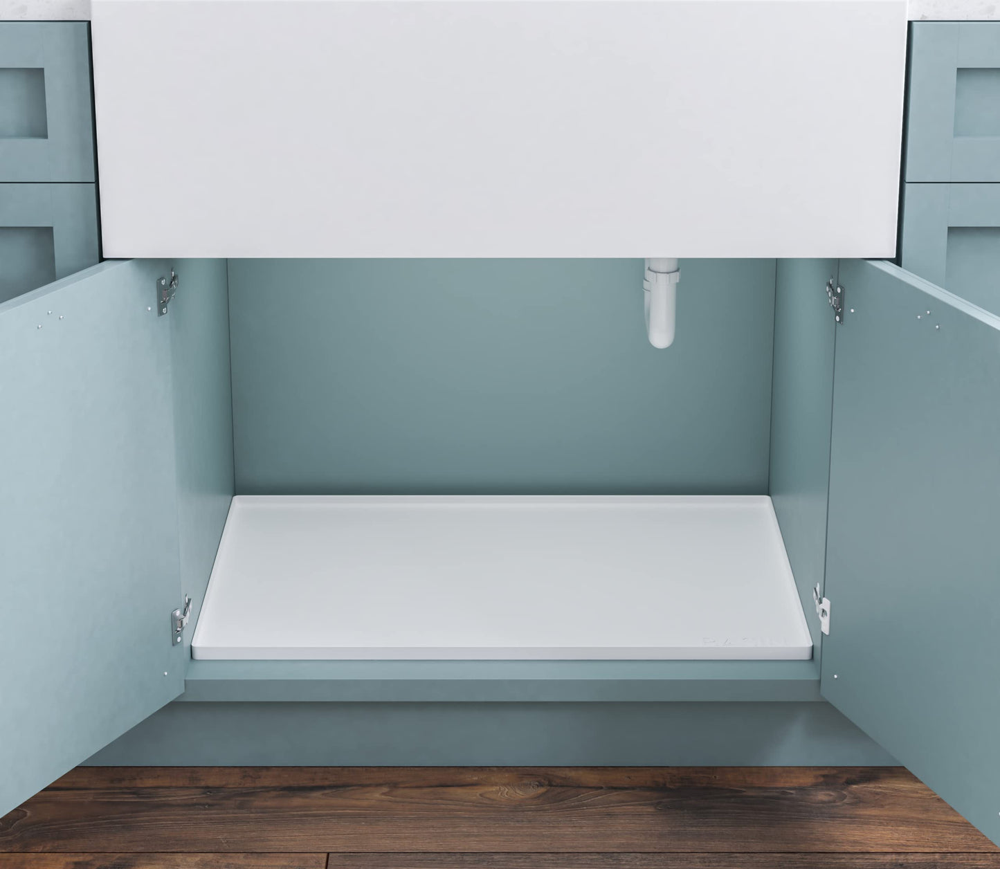 BASIN - Under Sink Mat for Bathroom - The Original Silicone Under Sink Mats for Bathroom Waterproof - Under Sink Tray for Bathroom Waterproof - Under Sink Cover Vanity Liner White 28x19