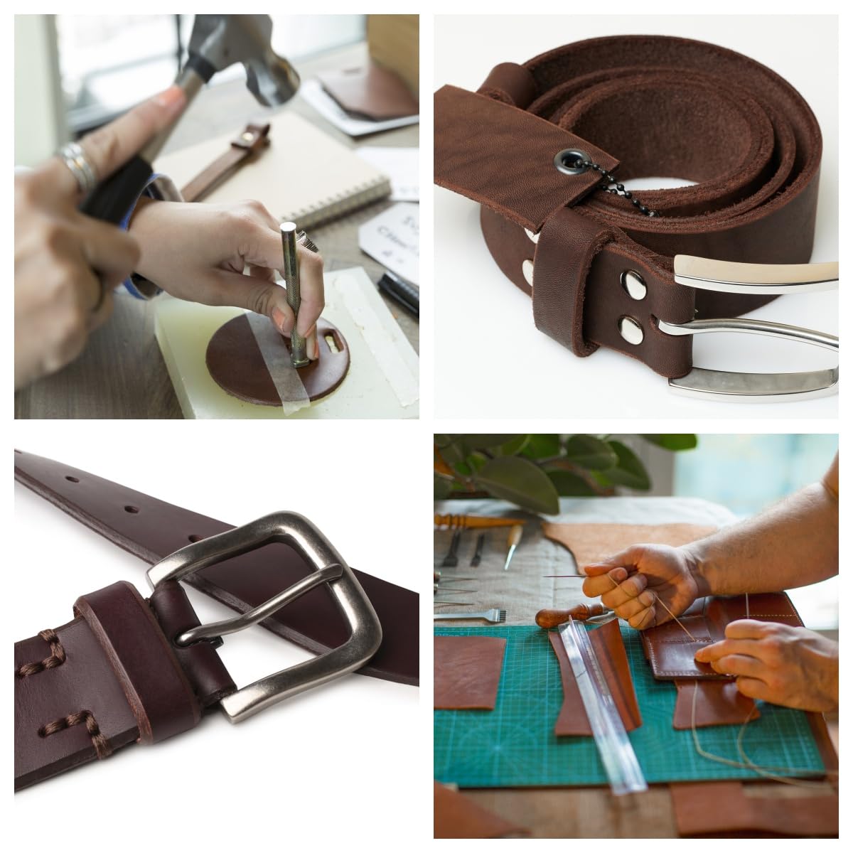 Full Grain Leather Sheet, 4-5mm Thick, Brown Leather, Vegetable Tanned Leather for Crafting, Tooling, Sheath Making (Brown 20 x 40 inches)
