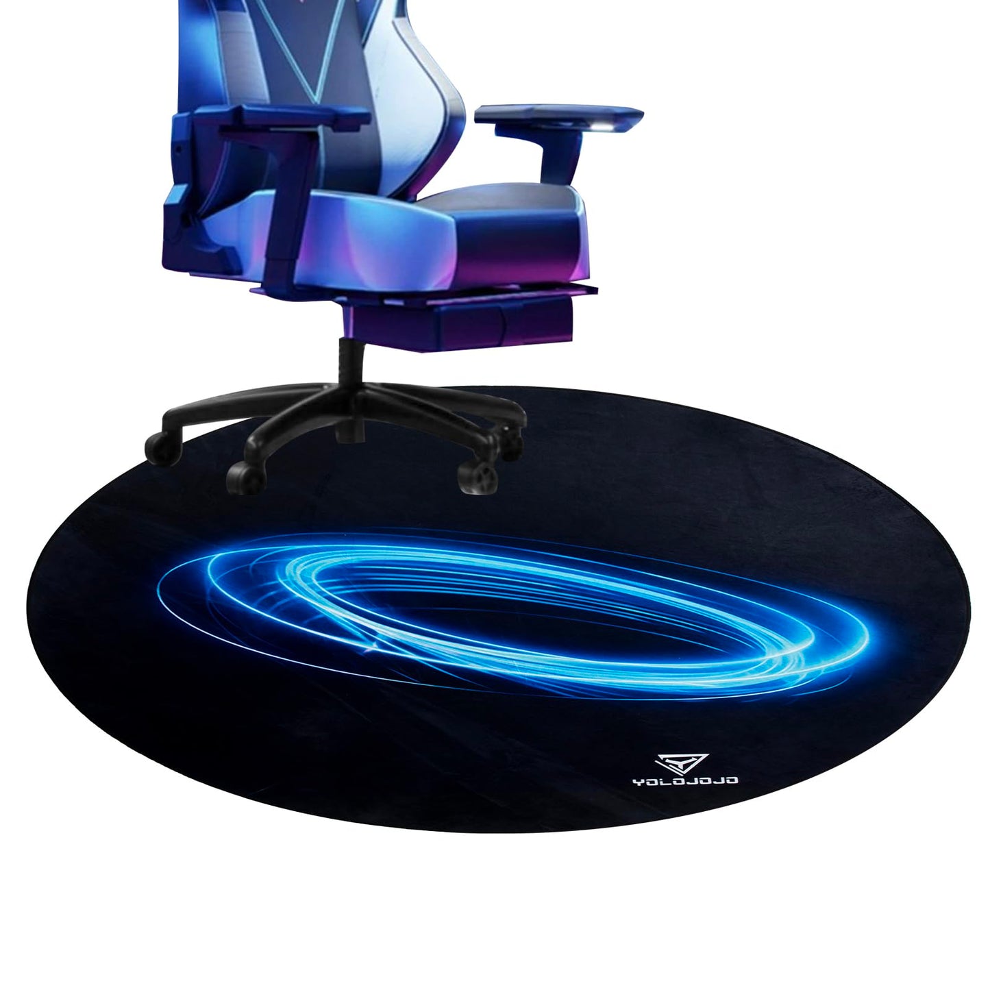 YOLOJOJO Office Chair Mats Hard-Floor Chair Mats Office Gaming Chair Mat with Blue Lightning Design (Blue)