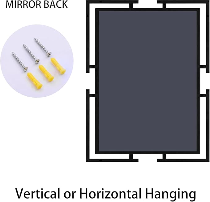 Large Wall Mirror for Living Room, 28"x40" Decorative Wall Mirror for Over Sink, Tempered Glass Mirror with Metal Frame for Bedroom, Black Mirror, Horizontal/Vertical