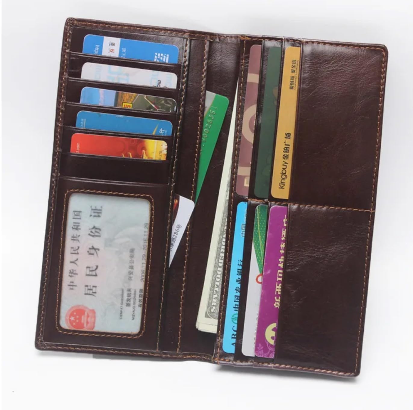 AurexaFashion Genuine Leather Bifold Long Wallet for Men, Retro Vintage Embossed Clutch with Zipped Coin purse & Credit card Slots. RFID Blocking. Crocodile Tail- Coffee