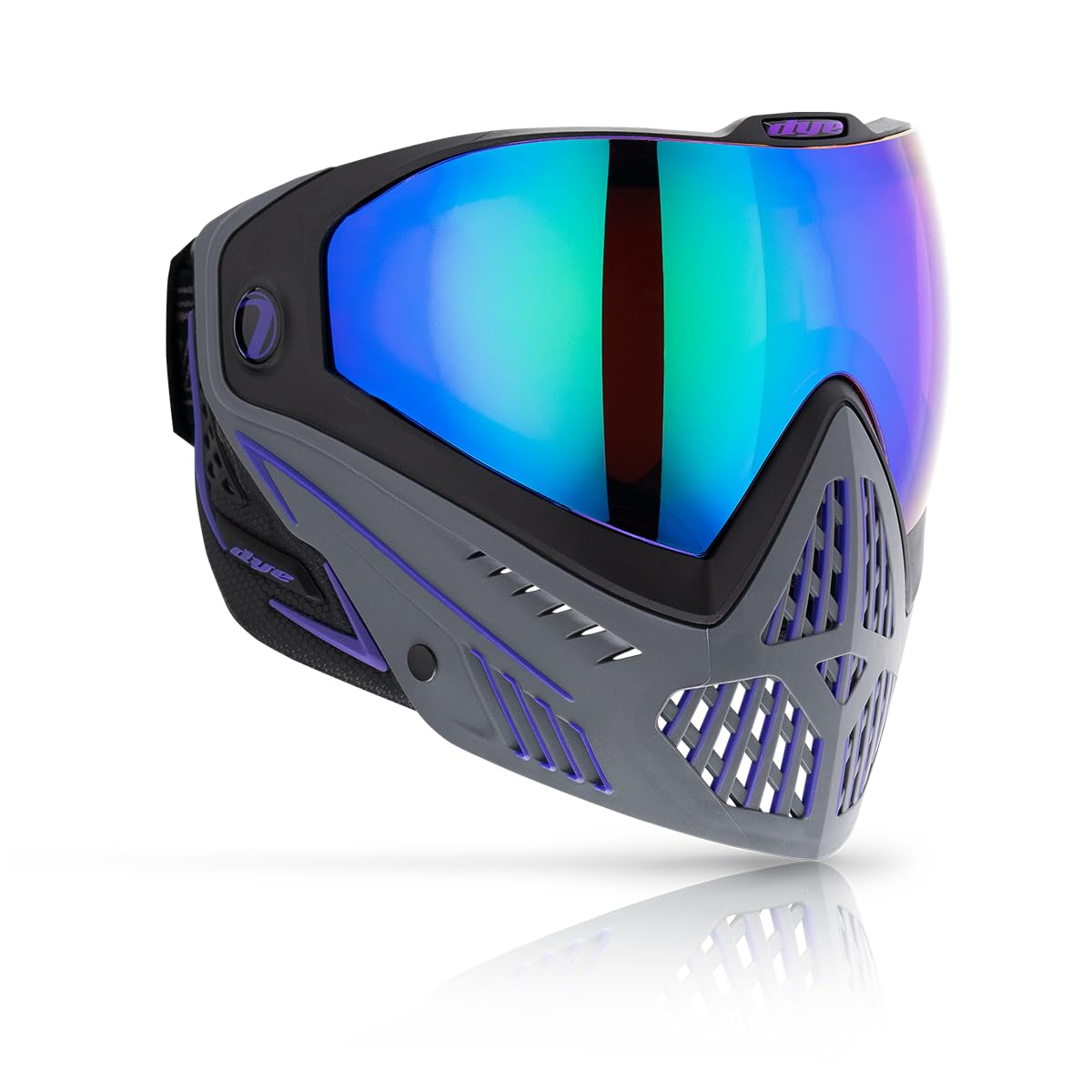 Maddog Dye i5 Thermal Dual-Pane Anti-Fog Lens Paintball Airsoft Mask Goggle System Combo with Microfiber Storage Bag | High Performance Safety Certified Protection - Barney - Purple/Grey/Black