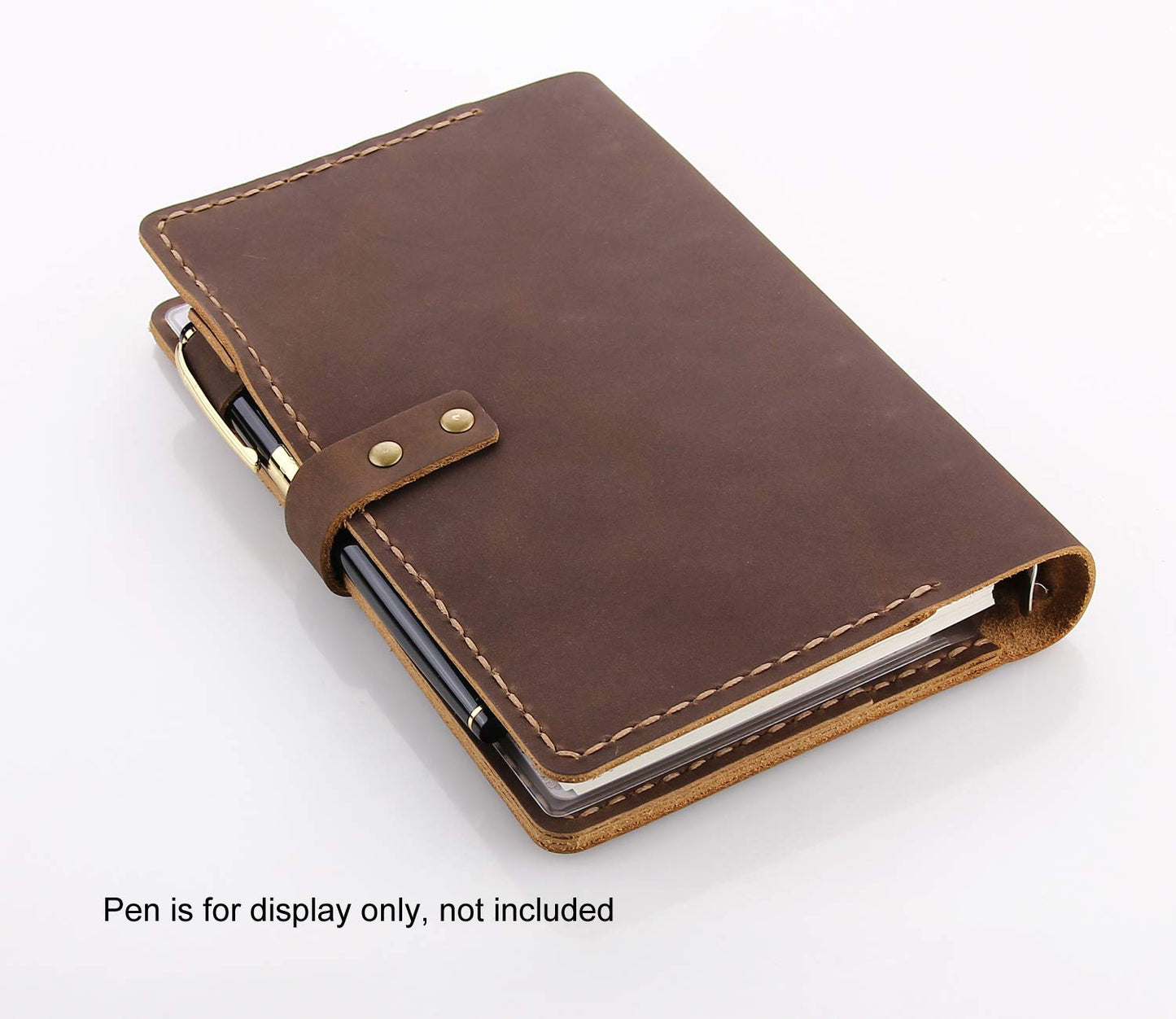 Genuine Leather Journal Writing Notebook, A6 Ring Binder Refillable Diary Notepads, Vintage Handmade Travel Organizer Agenda for Men Women - Brown