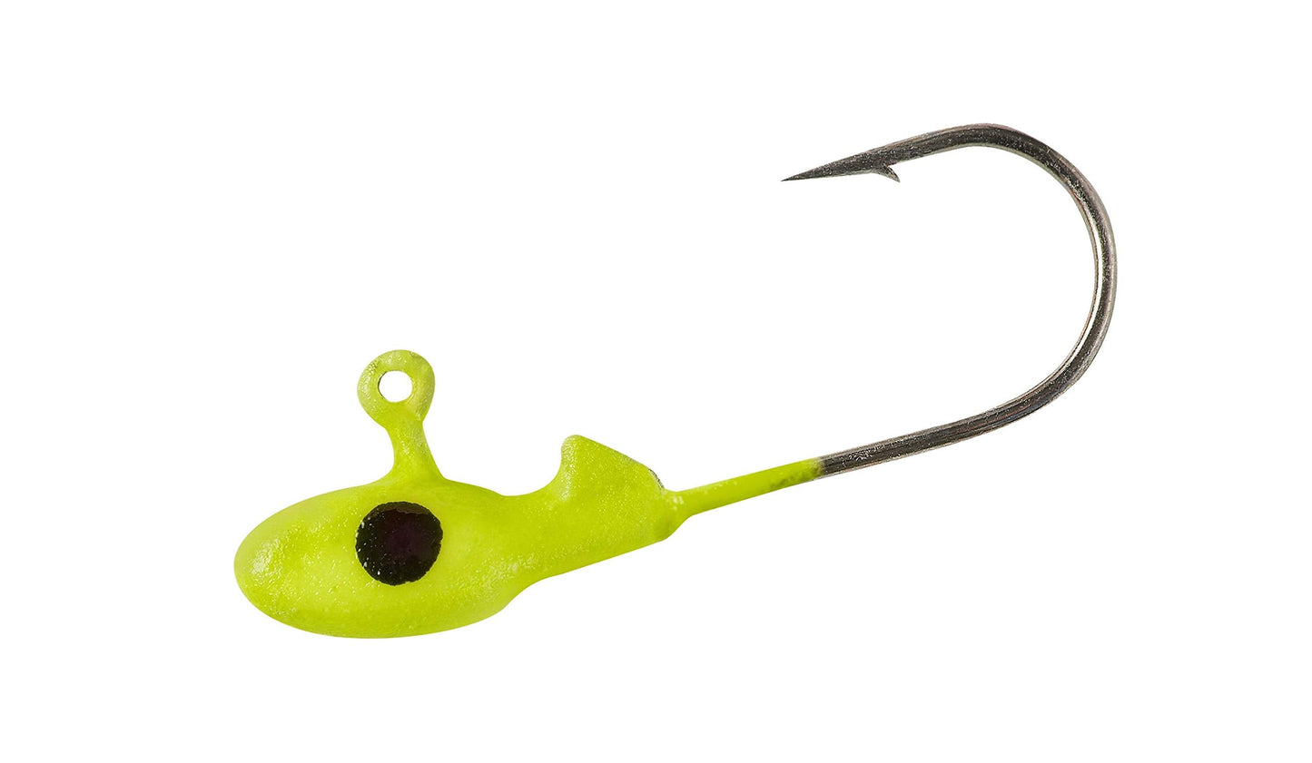 Bobby Garland Crappie Pro Mo' Glo Glow-in-The-Dark Jig Heads for Soft Plastic Crappie Fishing Baits, Accessories for Freshwater Fishing, Pack of 10, Chartreuse Glo, 1/16 oz
