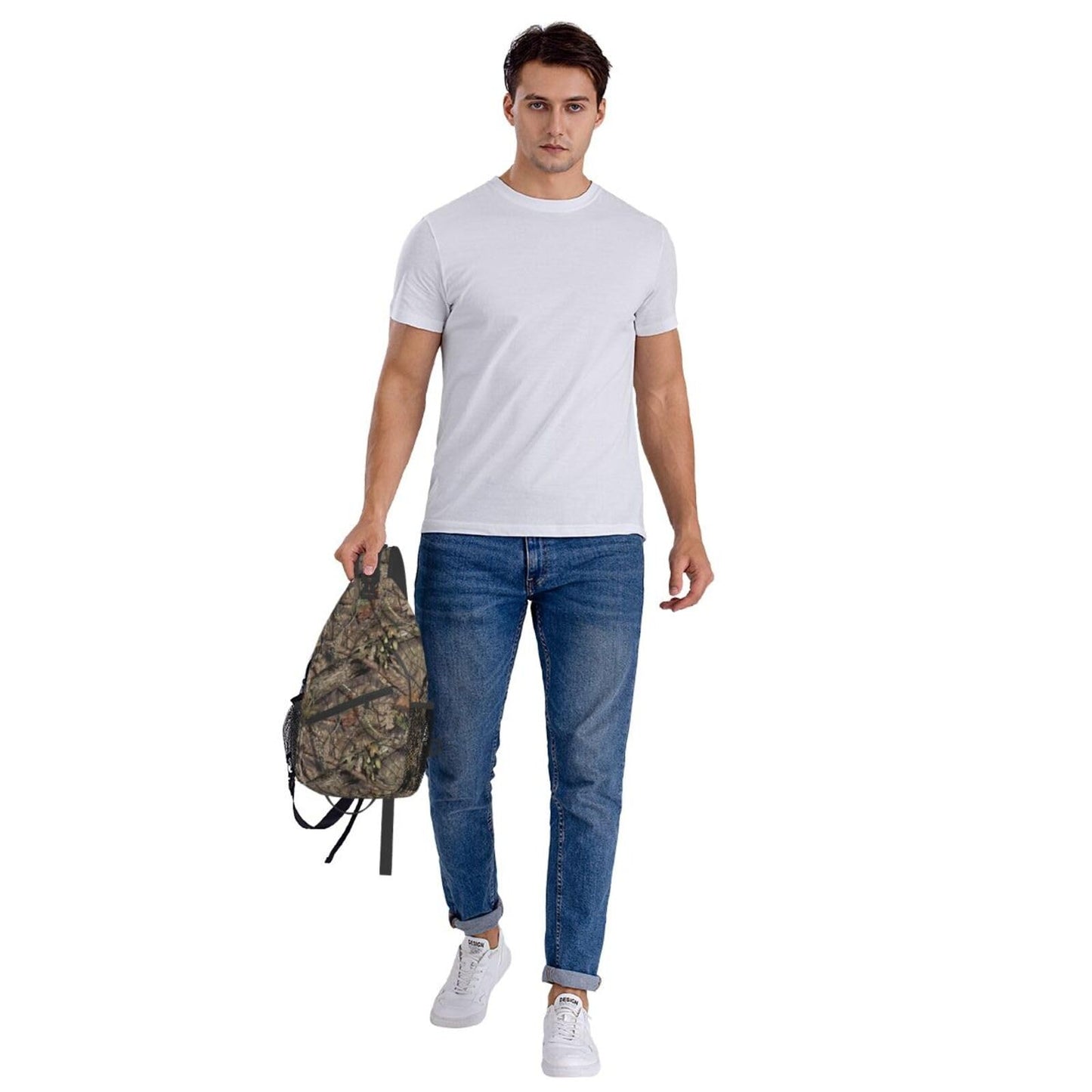 Yaemikoo Hunting Camouflage Camo Forest Sling Backpack Crossbody Sling Bag Casual Chest Bags Travel Hiking Daypack Shoulder Bag for Women Men