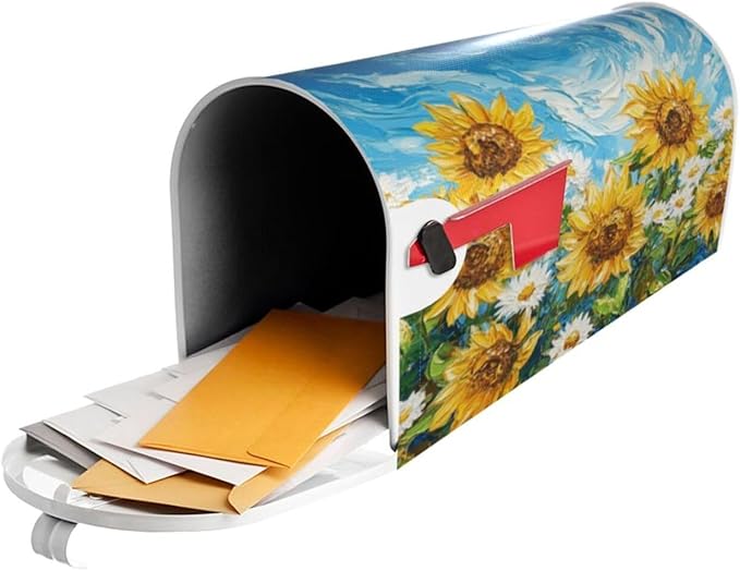 Mailbox Covers Sunflower Daisy Flower Art Magnetic Letter Post Box Cover Standard Size 25.5 x 21 Inch Garden Yard Home Decorative