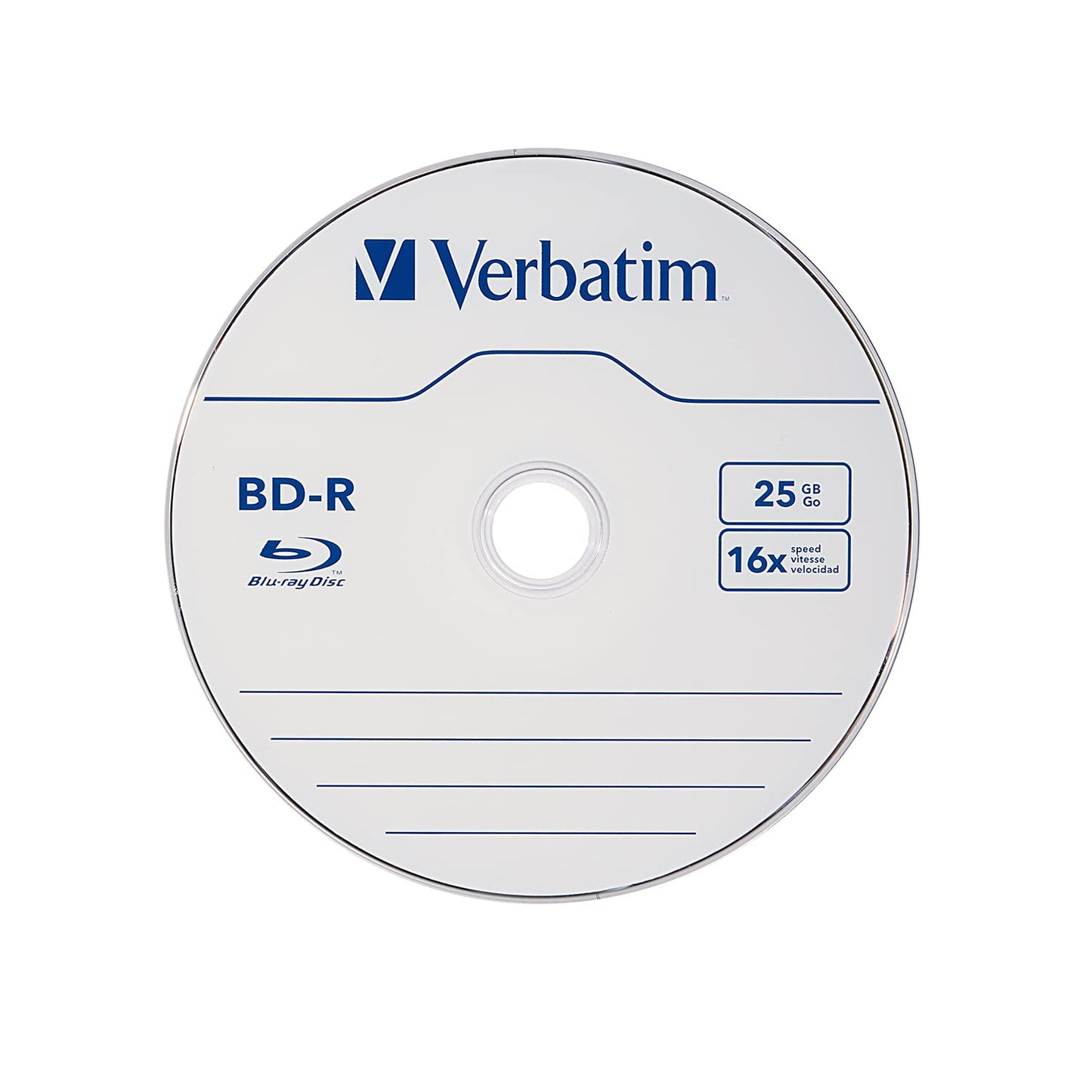 Verbatim BD-R 25GB 16X Blu-ray Recordable Media Disc - 50 Pack Spindle - 98397