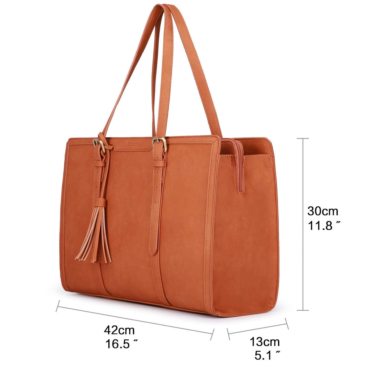 ECOSUSI Laptop Bag For Women 15.6 Inch Work Tote Bags PU Leather Computer Purse For Business Office With 3 Layer Compartments