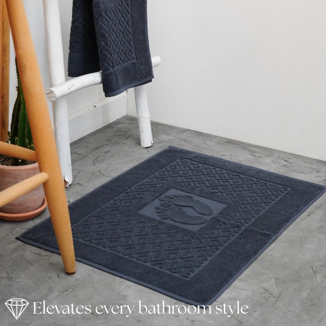 Marmaris Co. 100% Turkish Cotton Bathroom Floor Towel, 2 Pack, Soft Bath Mat Towel, Quick-Drying, Machine Washable, Absorbent, Hotel & Spa Quality, 20x27.5 (2, Grey)