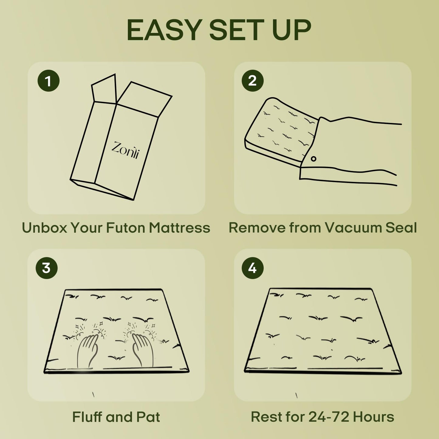 ZonLi Japanese Floor Futon Mattress Queen Size 80"x 60", 100% Cotton Cover 4'' Thicken Tatami Mattress, Foldable Sleeping Pad, Portable Dormitory Tatami Mat, Roll Up Floor Lounger Bed for Adult