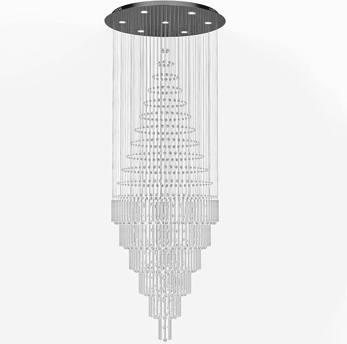 Flashing God D48''X H120'' Extra Large Chandelier for High Ceilings Crystal Raindrop Chandeliers Large Chandelier for Villa Entrance Foyer LED Dimmable Black Large Light Fixture