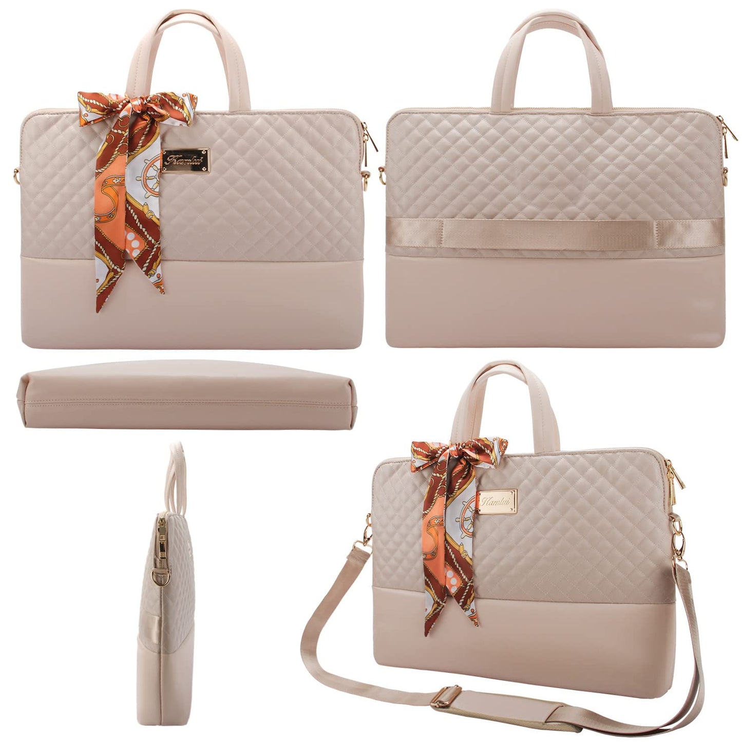 Laptop Bag for Women Slim Travel - Computer Bag Laptop Case Lightweight Thin Carrying Fit 15.6-inch 16-inch Notebook Shoulder Crossbody Work Business Office Messenger Briefcase Quilted PU Leather