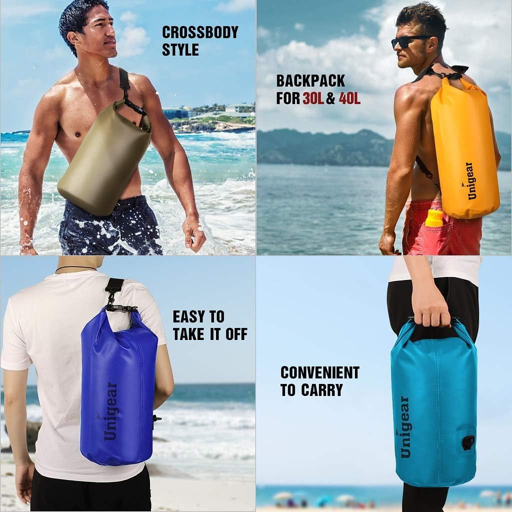 Unigear Dry Bag Waterproof, Floating and Lightweight Bags for Kayaking, Boating, Fishing, Swimming and Camping with Waterproof Phone Case (Pale Yellow, 30L)