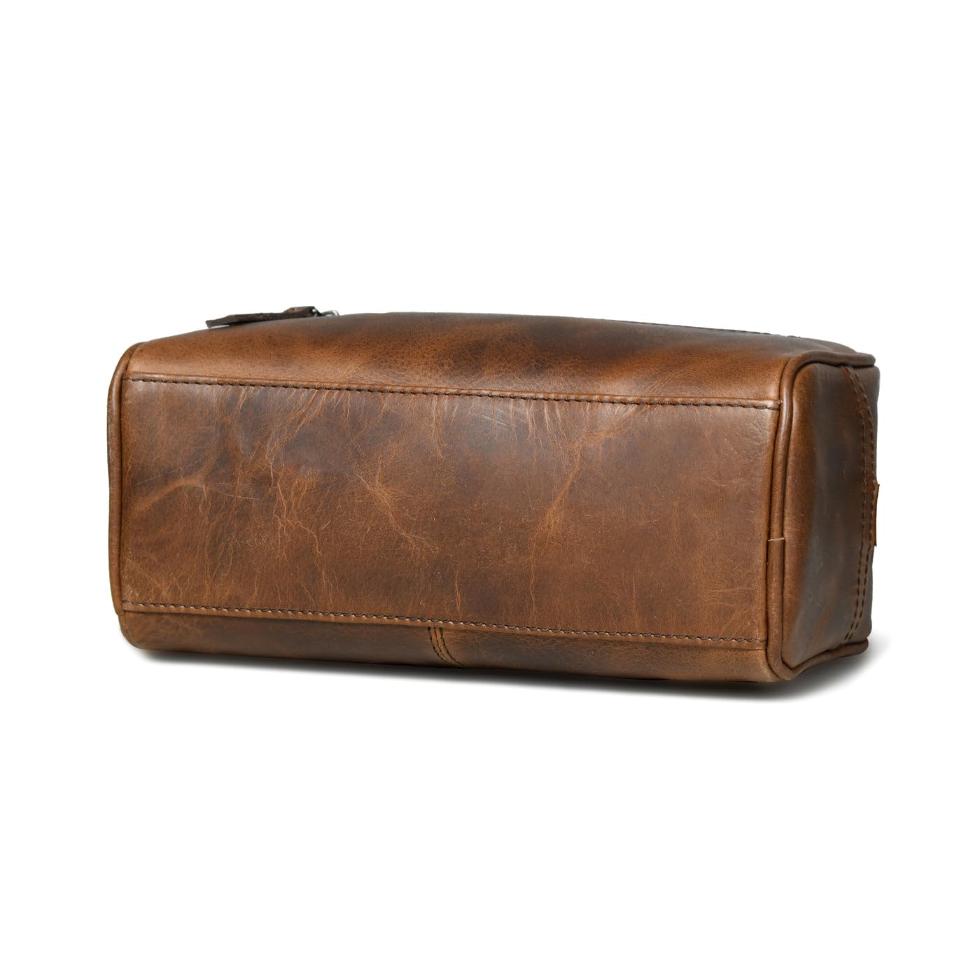 MaheTri Leather Toiletry Bag Travel Dopp Kit | Genuine Handcrafted Cosmetic Bag for Men & Women | Multipurpose use Durable Leather Toiletry Bag (Cosmetic, Shaving Kit) (Lumber Brown)