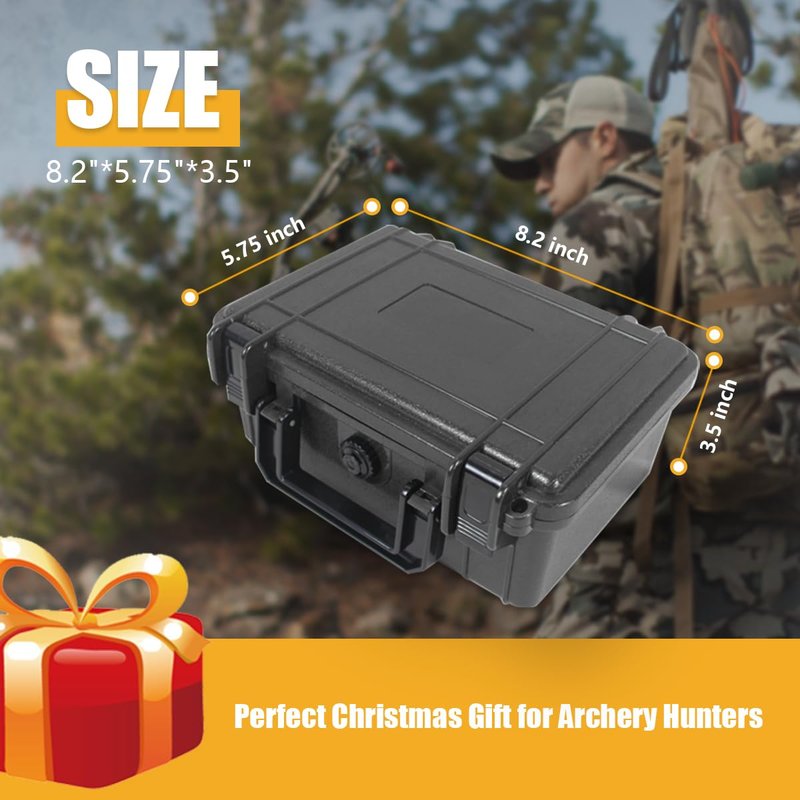 Wamlet Archery Broadhead Case Arrows Box Hunting Accessory ABS Waterproof Storage Holder Holds 28 Fixed or Mech Broadheads(Case Only) (Black)
