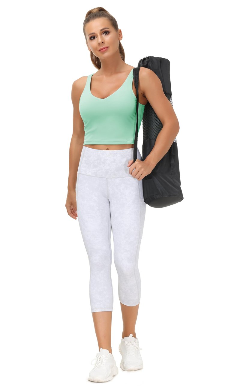 Women’s Longline Sports Bra Wirefree Padded Medium Support Yoga Bras Gym Running Workout Tank Tops(Mint Green, X-Large)