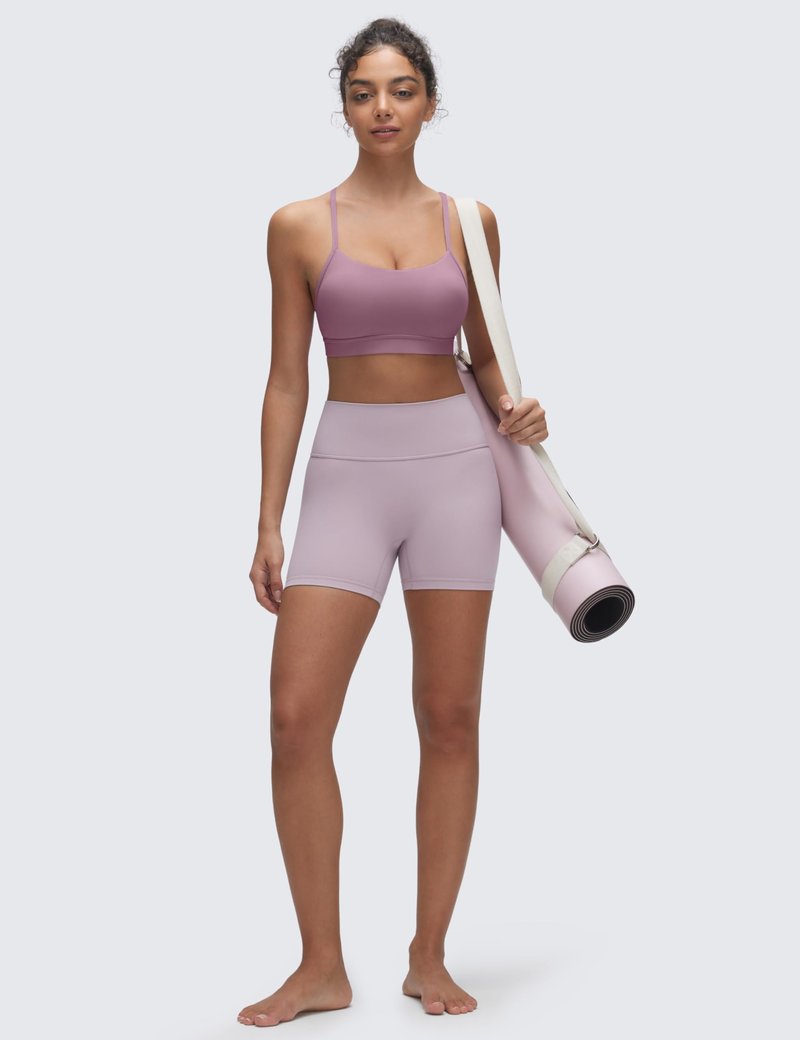 CRZ YOGA Butterluxe Y Back Sports Bras for Women - Padded Racerback Low Impact Spaghetti Thin Strap Workout Yoga Top Light Lavender X-Small