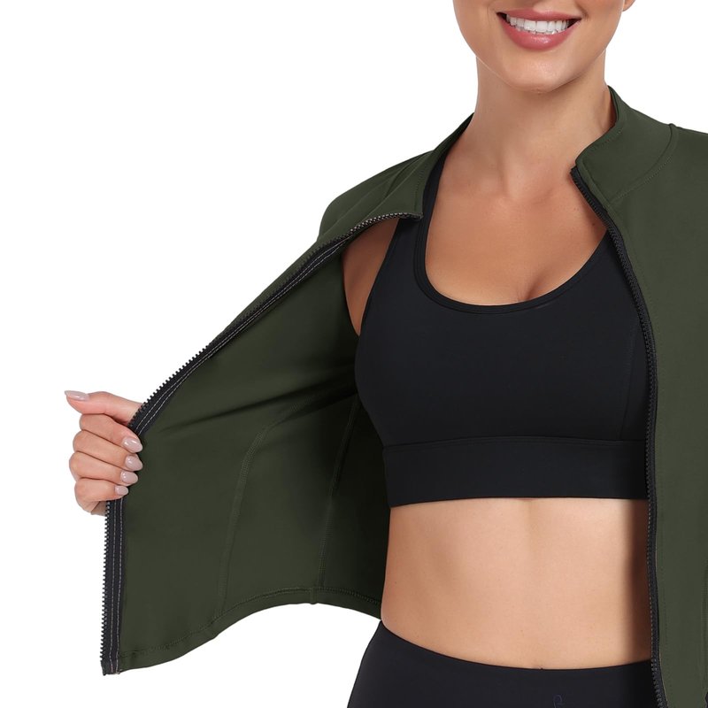Zyrulix Women's Full Zip Lightweight Running Yoga Slim Fit Cropped Bbl Jacket Workout Sportwear With Thumb Holes