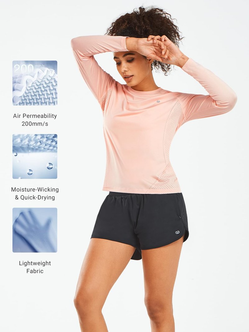 ALLZERO Rash Guard for Women UPF 50+ Long Sleeve Sun Shirts Quick Dry SPF Shirts for Workout Hiking Fishing PINKHEATHER-L