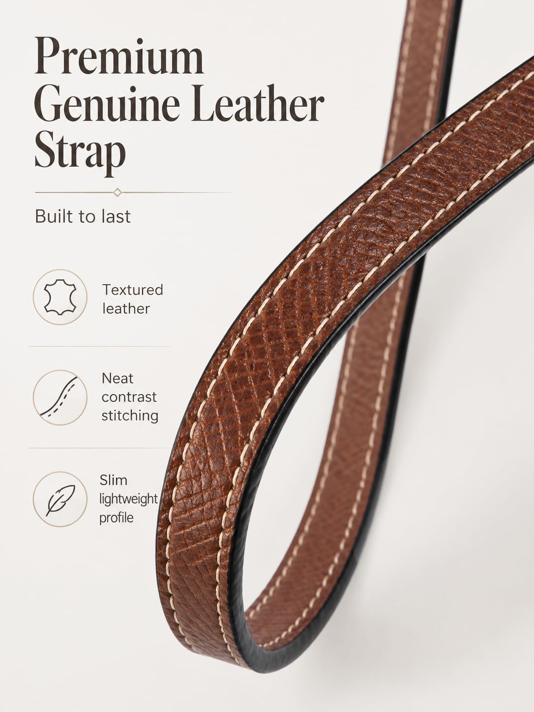 ATSEKTZ Purse Organizer Insert & Leather Strap Conversion Kit Set, Compatible with Longchamp Le Pliage Mini Bag – Felt Inner Liner & Adjustable Shoulder Strap, Beige