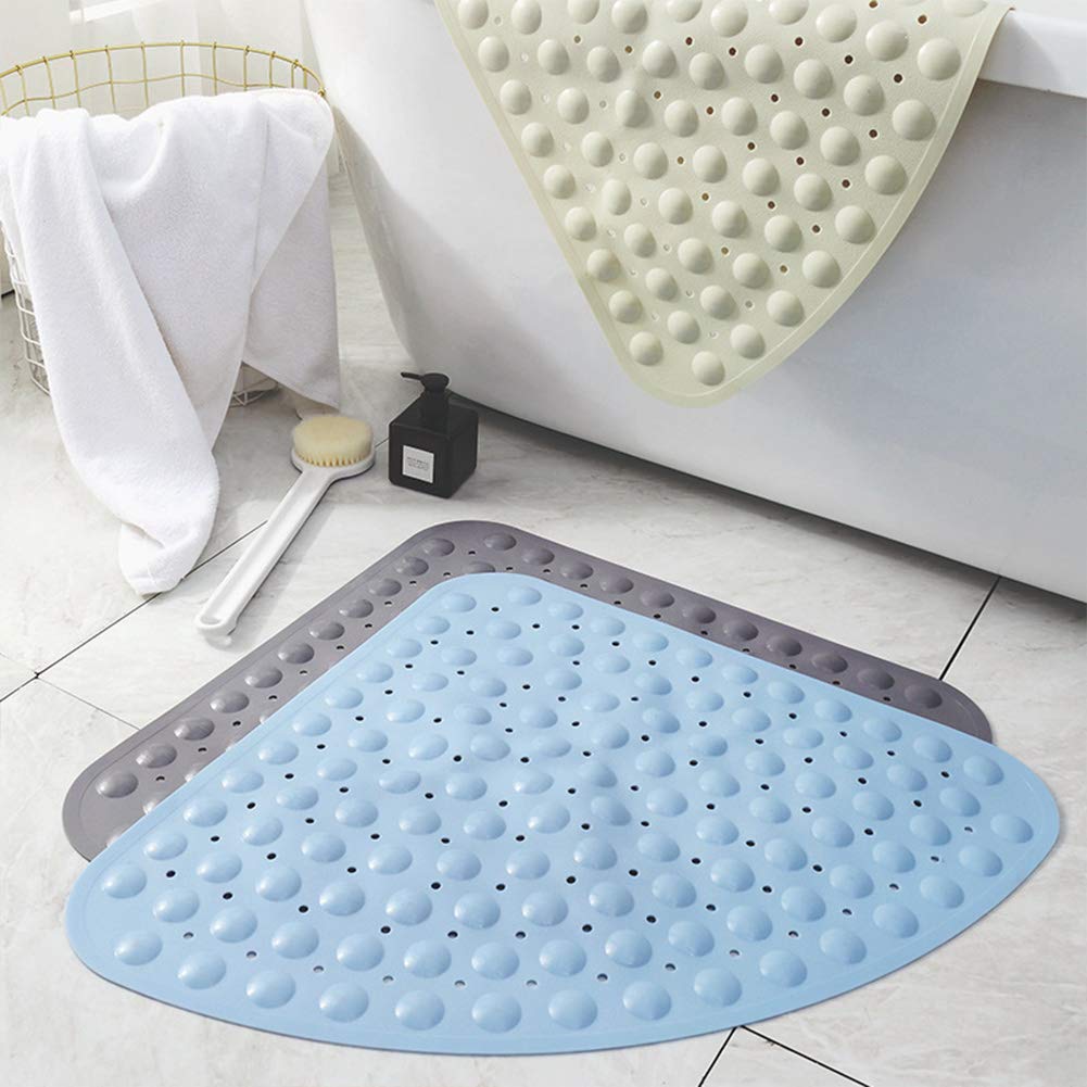 Eanpet Bath Mat Non-Slip Tub Shower Mats Bathtub Mat for Adult Kids, Machine Washable (Triangle, 28 x 28 Inch, Grey)