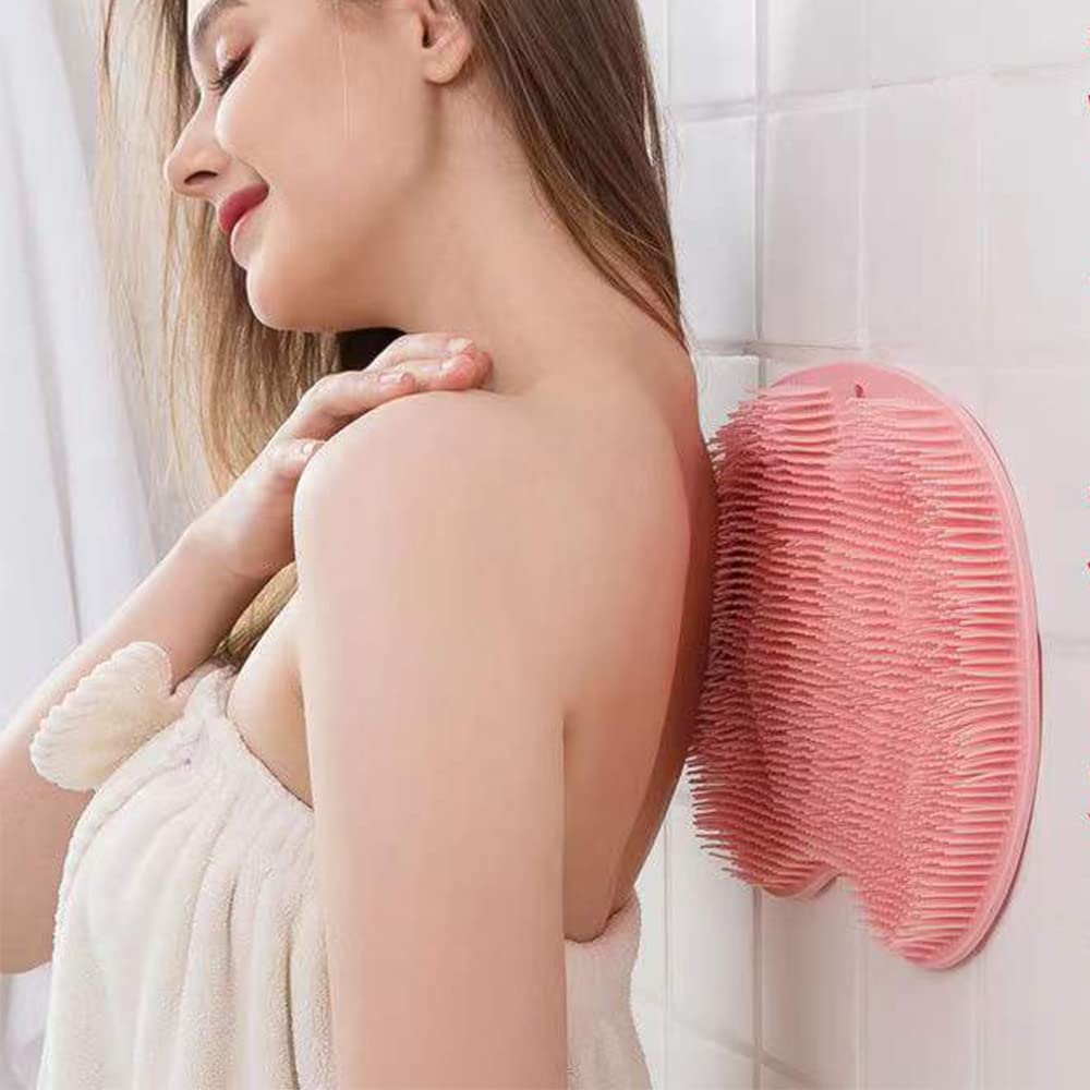 Silicone Shower Foot Scrubber Mat, 2025 New Shower Foot Back Scrubber Massage Pad Back Cleaning Pad, Upgrade Shower Foot Scrubber Mat with Non-Slip Suction Cups Back Bath (Blue)