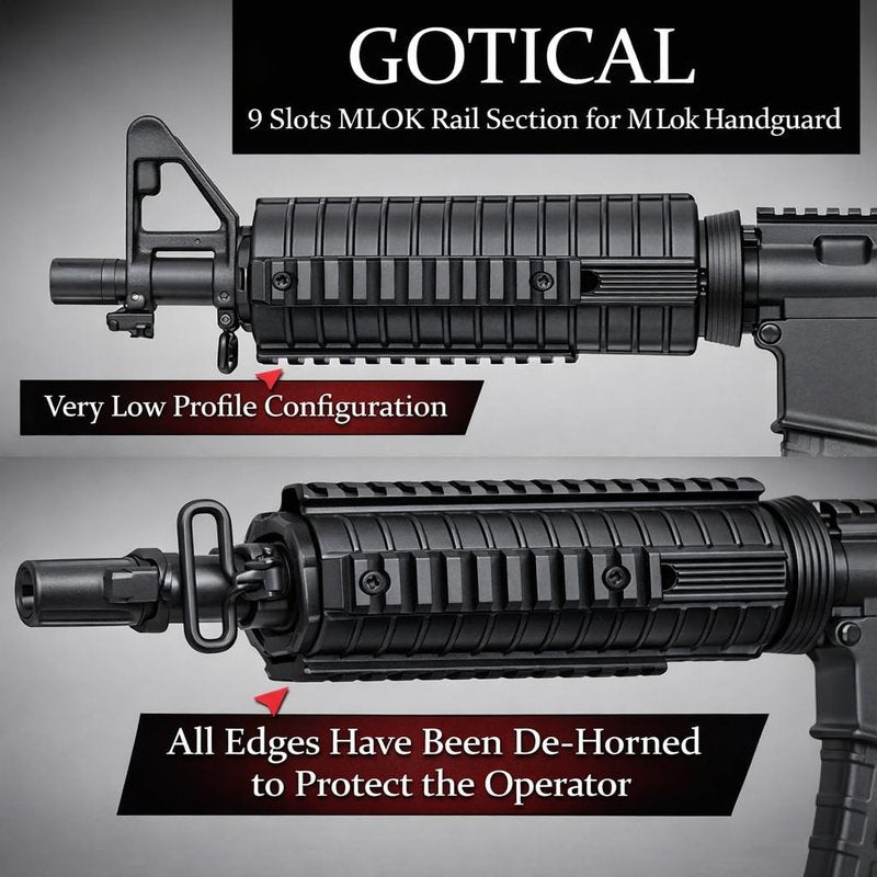 Gotical 9 Slots and 11 Slots Rail Section for M Lok Handguard Eleven Slots Rail Picatinny Rail (2 Pieces 9 Slot, 2 Pieces 11 Slot)