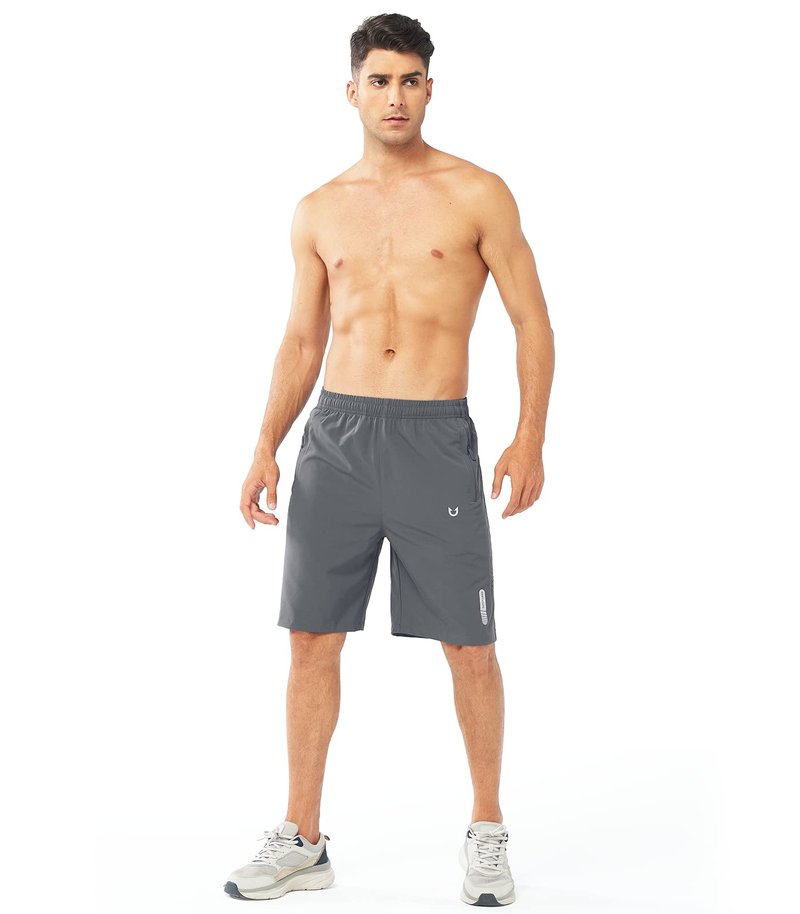 NORTHYARD Men's Athletic Running Shorts Gym Workout 7"/9"/5" Quick Dry Lightweight Sports Basketball Tennis 3 Zipper Pockets SMOKEGREY-9inch 2XL