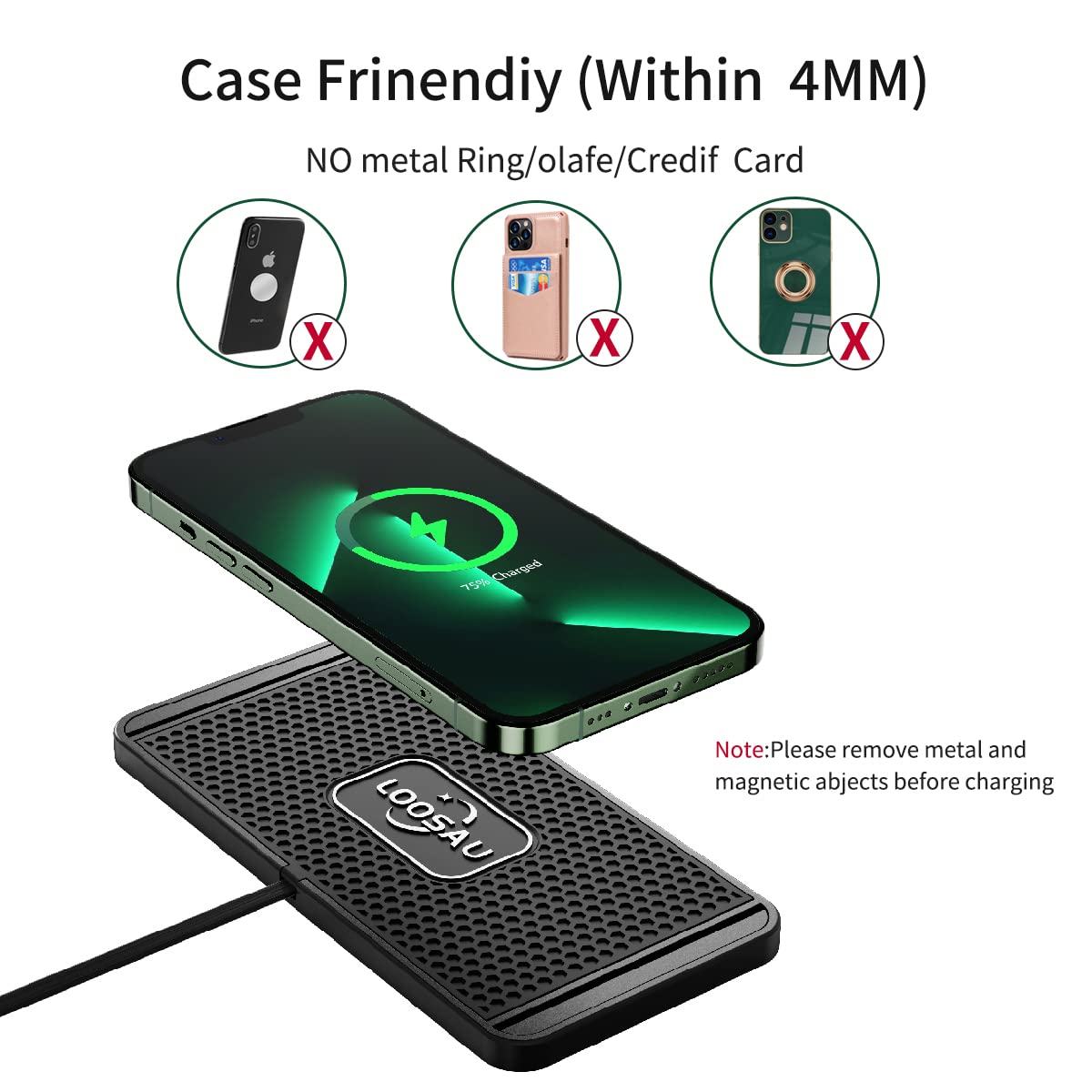 Wireless car Charger Charging pad 15w Non Slip FastCharger for car Wireless Phone Charger for Android for iPhone 11/12/13/14/15/16 Pro Max Xs,Samsung Galaxy S20, S10+ Note 9,LG
