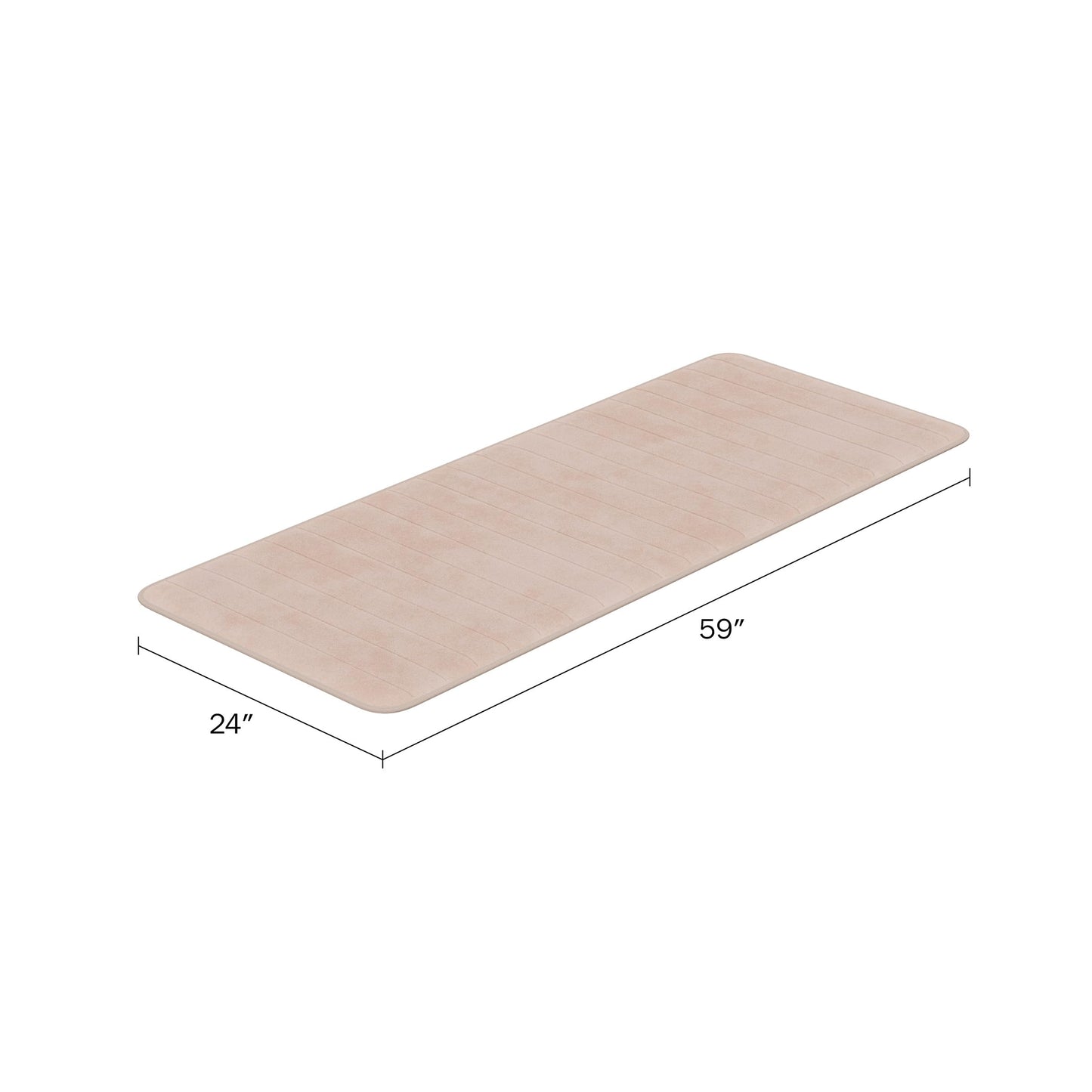 Lavish Home Oversized Bathroom Rug-Memory Foam Bath Mat in Beige Textured Stripes- Extra Long Non-Slip Absorbent Runner for Shower, Tub, or Kitchen