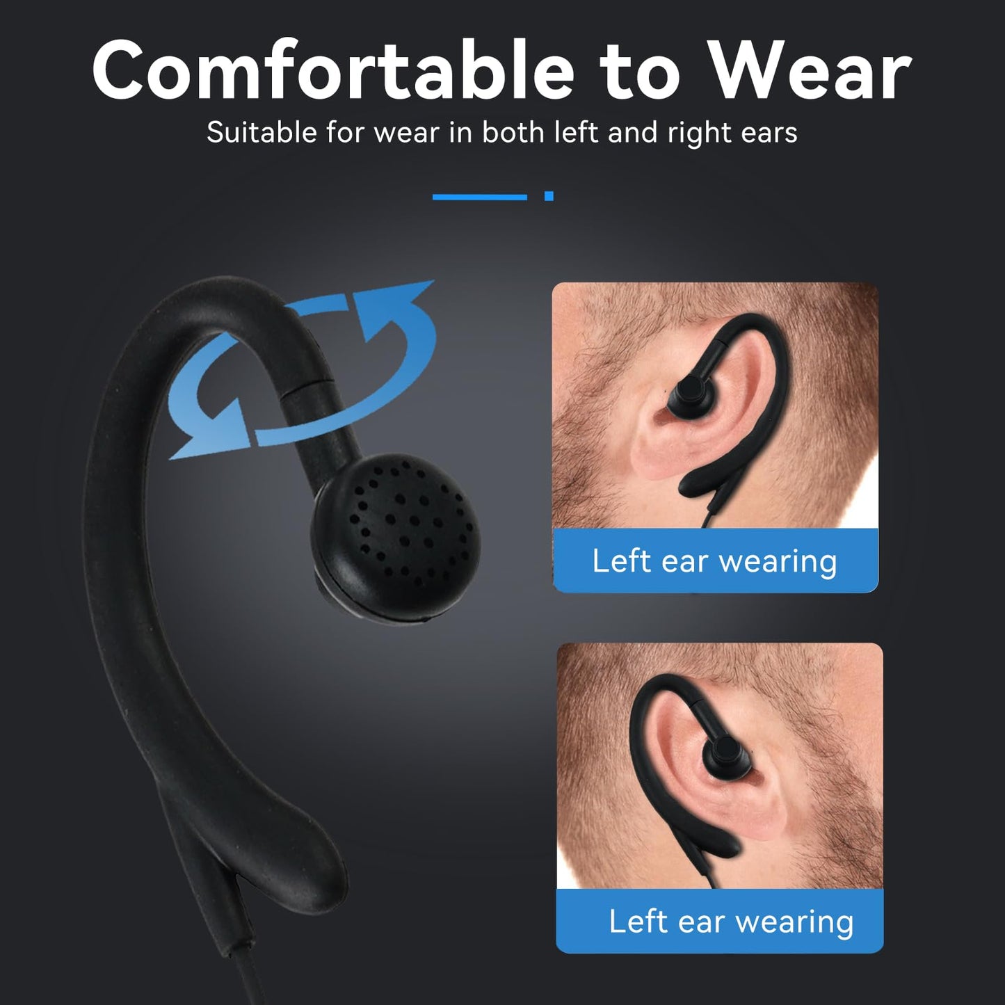 Retevis Walkie Talkie Headset with Mic, G-Type, Big PTT, 2 Pin, for RT22 RT68 RT21 H-777 RT27 RT68H, Compatible with BAOFENG 888S, Pxton, Kenwood Walkie Talkie, Walkie Talkie Earpiece(4 Pack)
