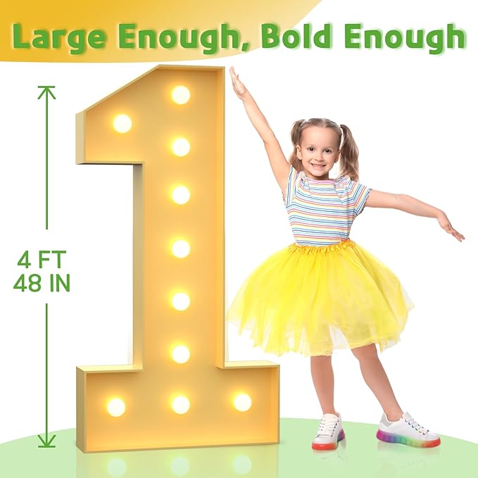 Marquee Numbers 4 Feet Tall Large Light Up Numbers 16th Sweet 16 Birthday Decorations Girl Boy Big Yellow Light Outdoor Anniversary Decorations Balloon Arch Kit Party Backdrop 16