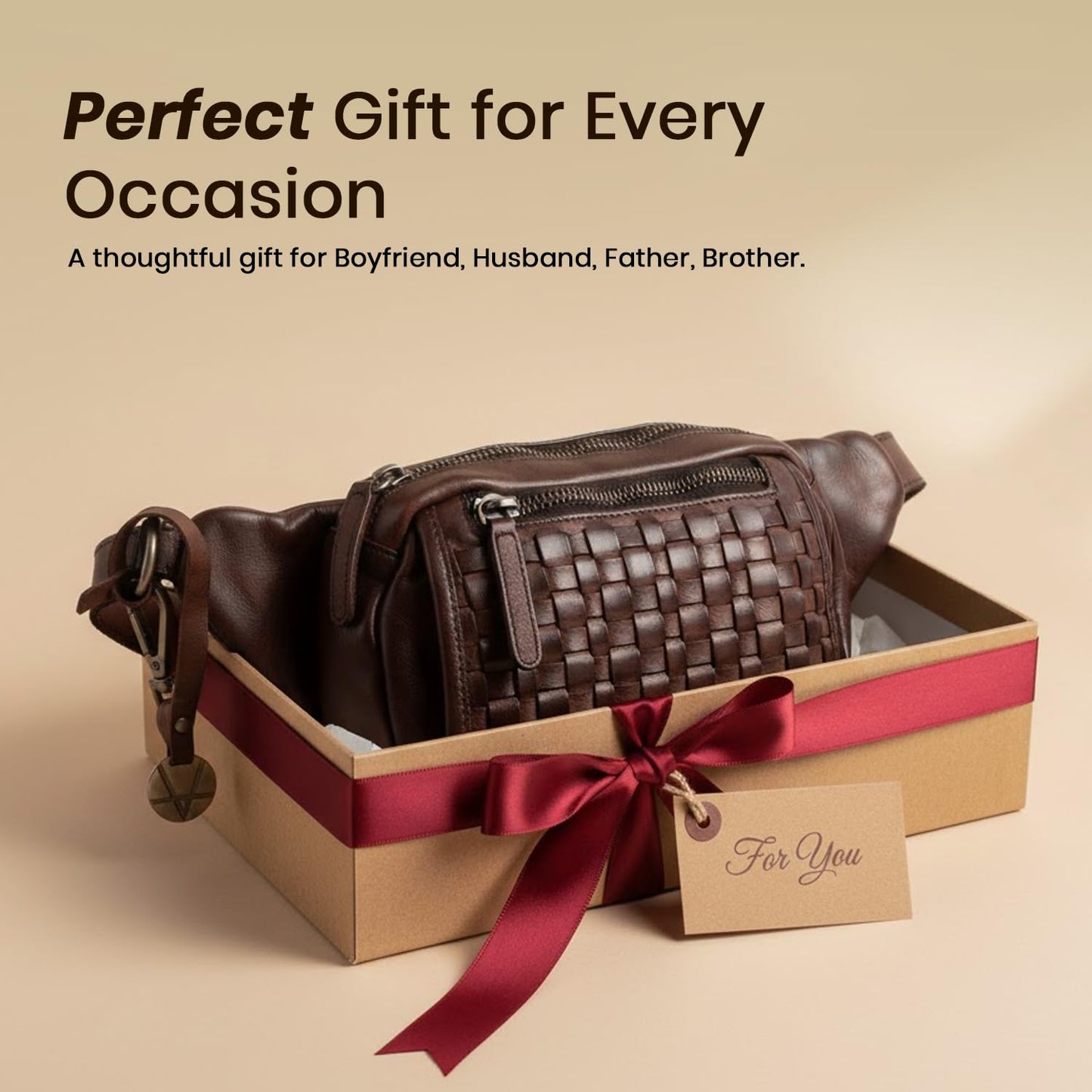 Vilenca Holland Genuine Leather Waist Bag Unisex, Waist Bag for Travel Trendy Casual Travelling Essentials Kept Bag Stylish, Durable, and Secure Travel Companion(VL-094-BROWN)