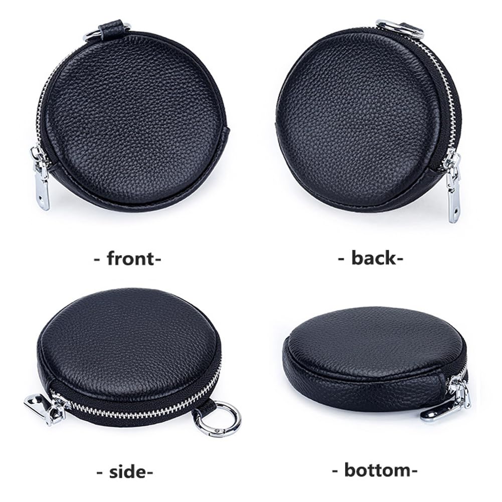 Yzikema 1 Pcs Leather Zipper Coin Purse Wallet With Keychain, Coin Organizer, Change Holder,Card Case, Mini Leather Zipper Storage Bag for Men & Women