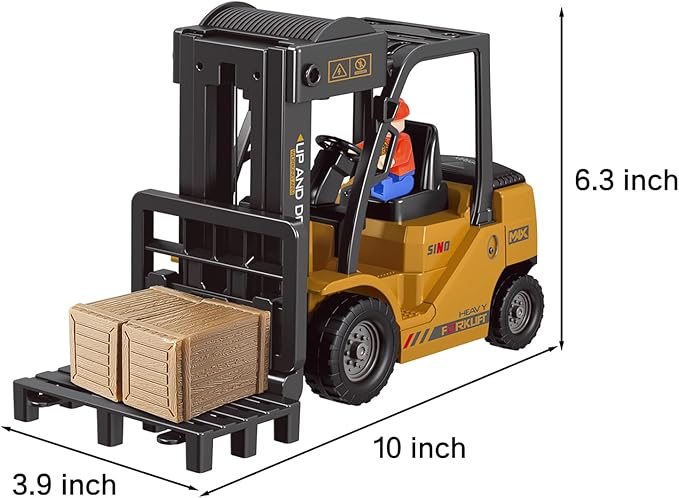 Remote Control Forklift 11 Channel Rc Forklift Cranes Construction Toys w/Boxes/Sound and Light Spray Two Rechargeable Batteries Kids Forklift Toy Christmas & Birthday Gifts
