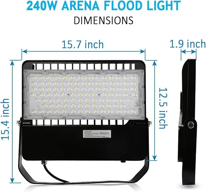 ledmo LED Flood Light Outdoor 240 Watt, Floodlights with Dusk to Dawn Photocell High Output 36000 Lumen, Commercial Grade Waterproof Lighting Fixture for Large Stadiums,Yard, 5000K, Waterproof