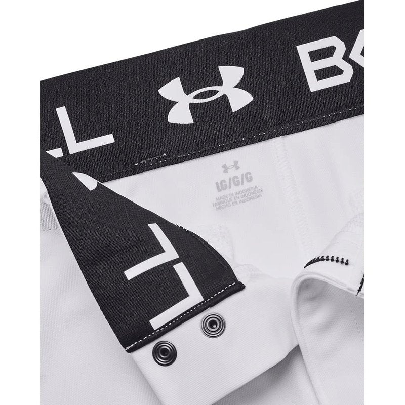Under Armour Men's Utility Baseball Straight Leg Pant Pipe 22, (100) White/Black/Black, Large