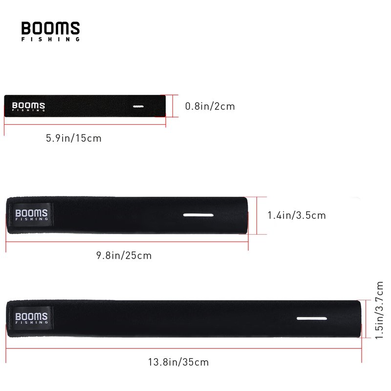 Booms Fishing RS3 5.9" Fishing Rod Wrap Pole Straps for the Tip of the Rods, Black 6pcs