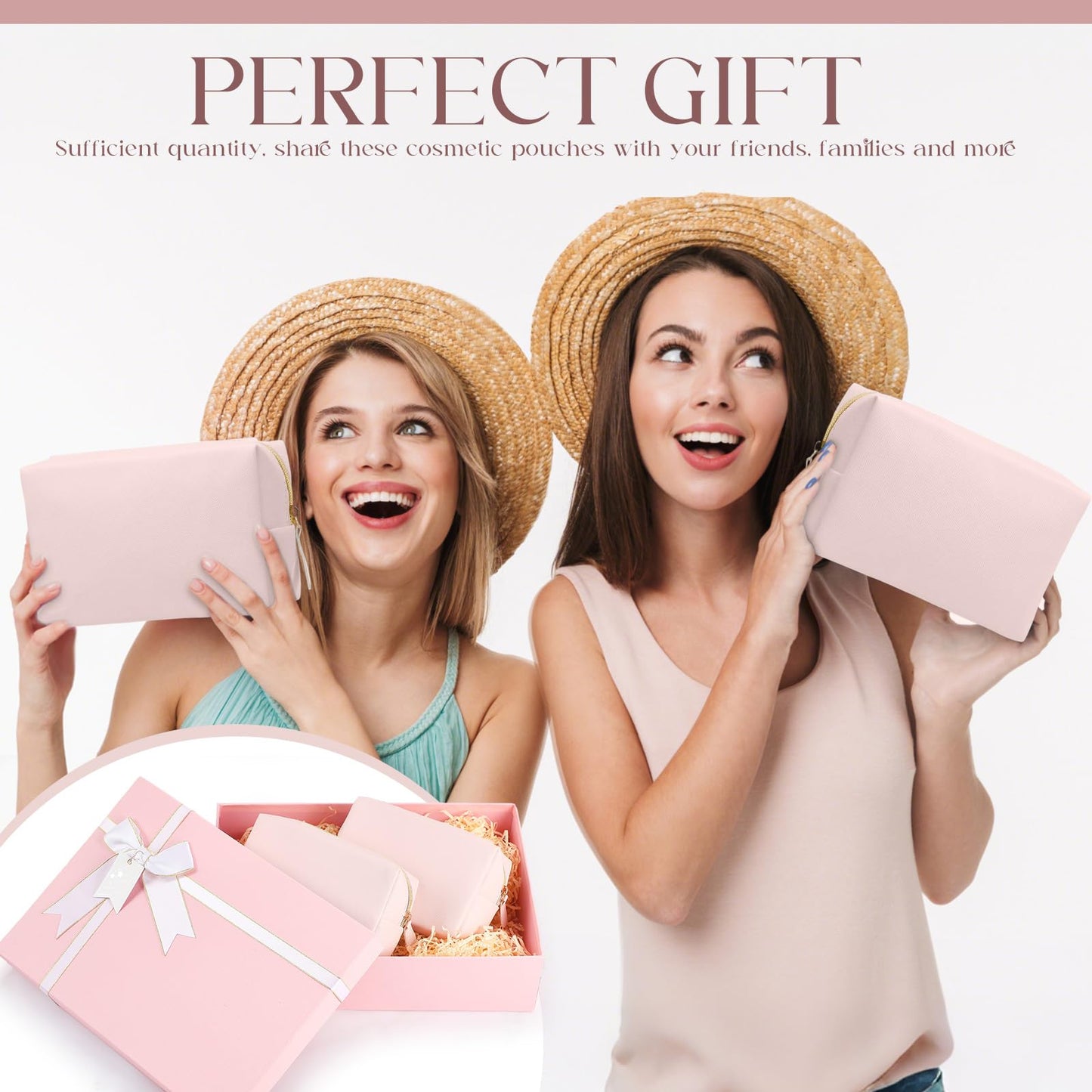 Kigeli 20 Pcs Small Makeup Bag Bulk PU Leather Cosmetic Bags with Zipper Preppy Makeup Pouch Toiletry Bag for Women Wedding Bachelorette Party Gift Travel Storage Organizer (Light Pink)