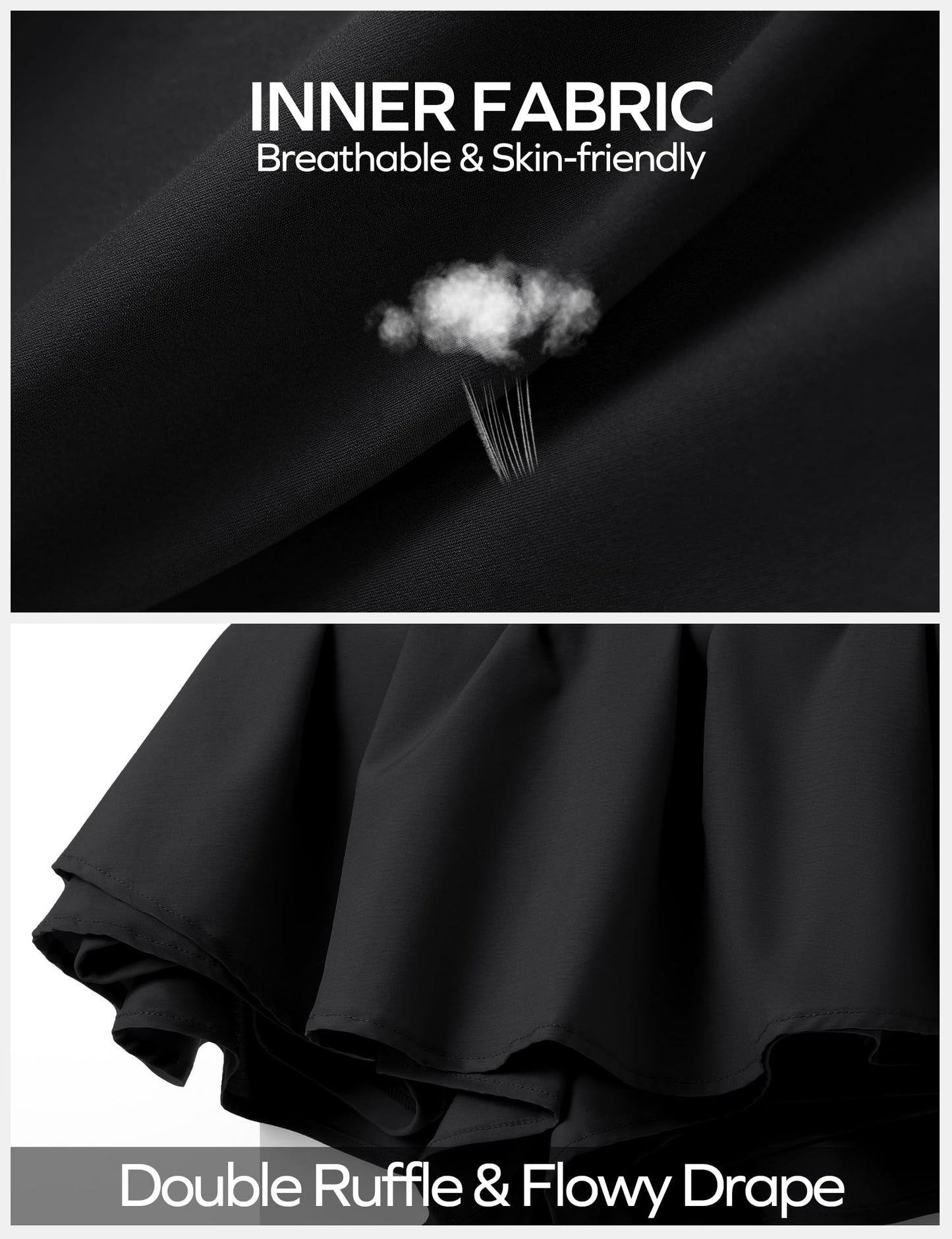 Ewedoos Womens Flowy Shorts with Pockets Tummy Control Athletic Shorts for Women Running Shorts Tennis Skirt Skort Black