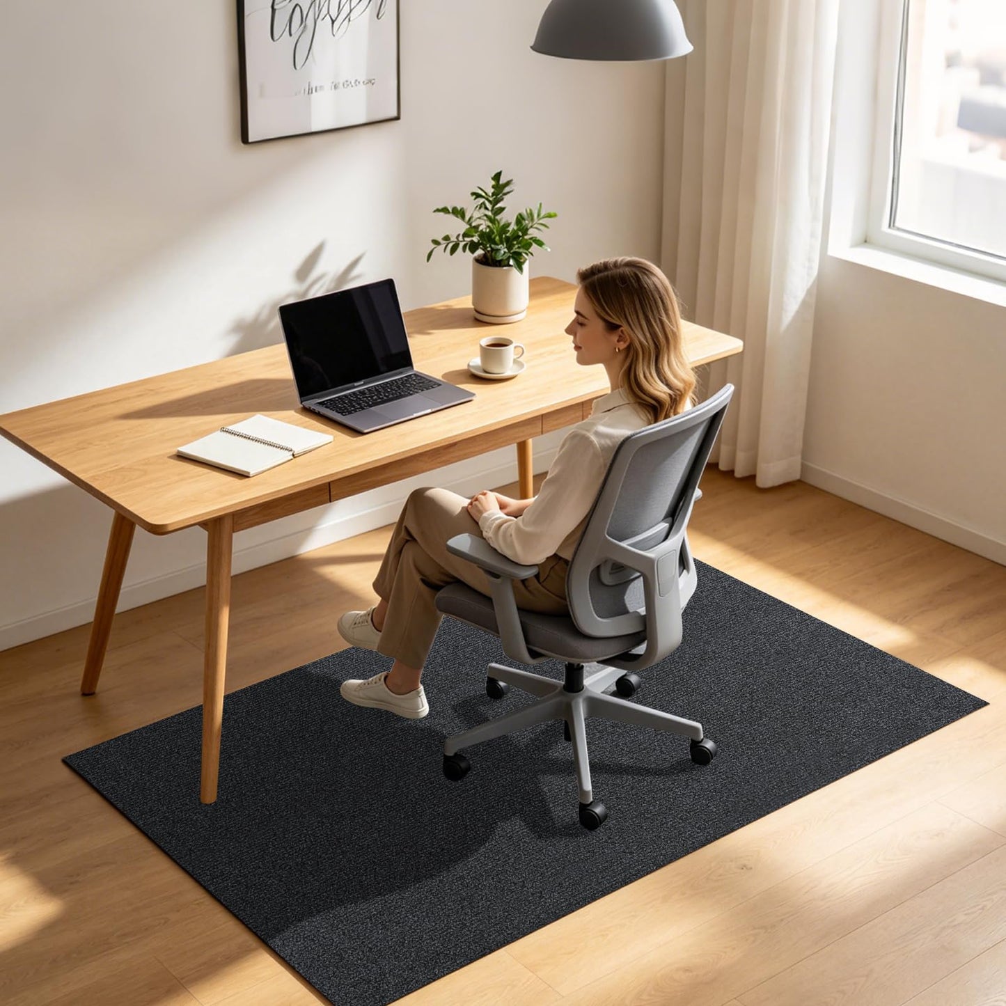 Jtshy Office Chair Mat for Hardwood & Tile Floor, 47 x 35 Inches Chair mat for Carpet Computer Gaming Chair Mat for Anti-Slip,Floor Protector,Noise Cancellation for Home Office,Gray
